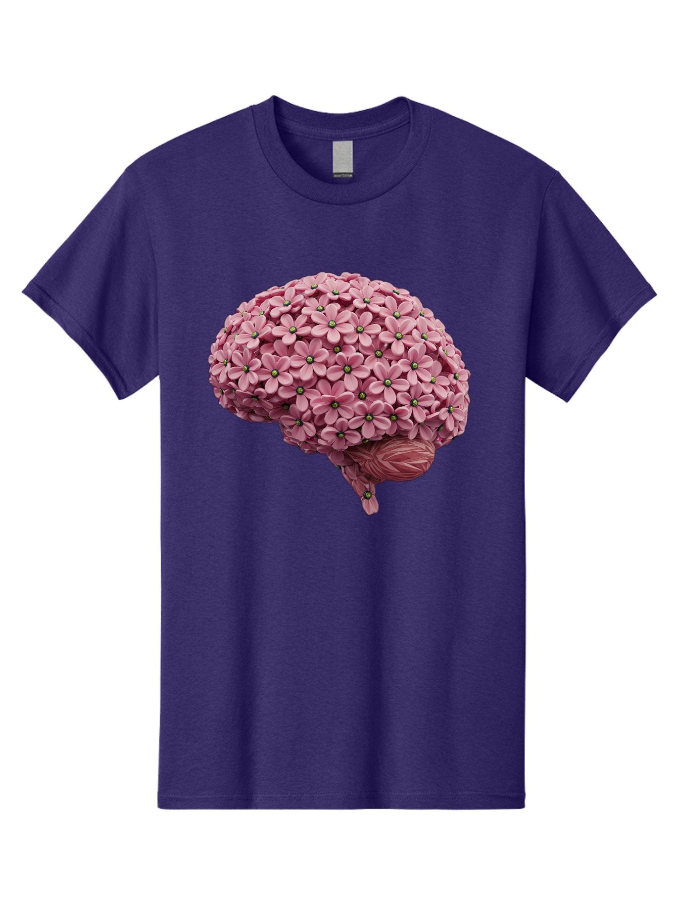 Brain-Made-Of-Flowers Men'S Graphic Tee, 100% Cotton, Comfortable Casual Summer Wear, Machine Washable, Brain Made Of Flowers, Floral Brain, Pink Flowers, Creative Thinking, Artistic Expression, Mental Health Awareness, Brain Illustration, Bae004 9