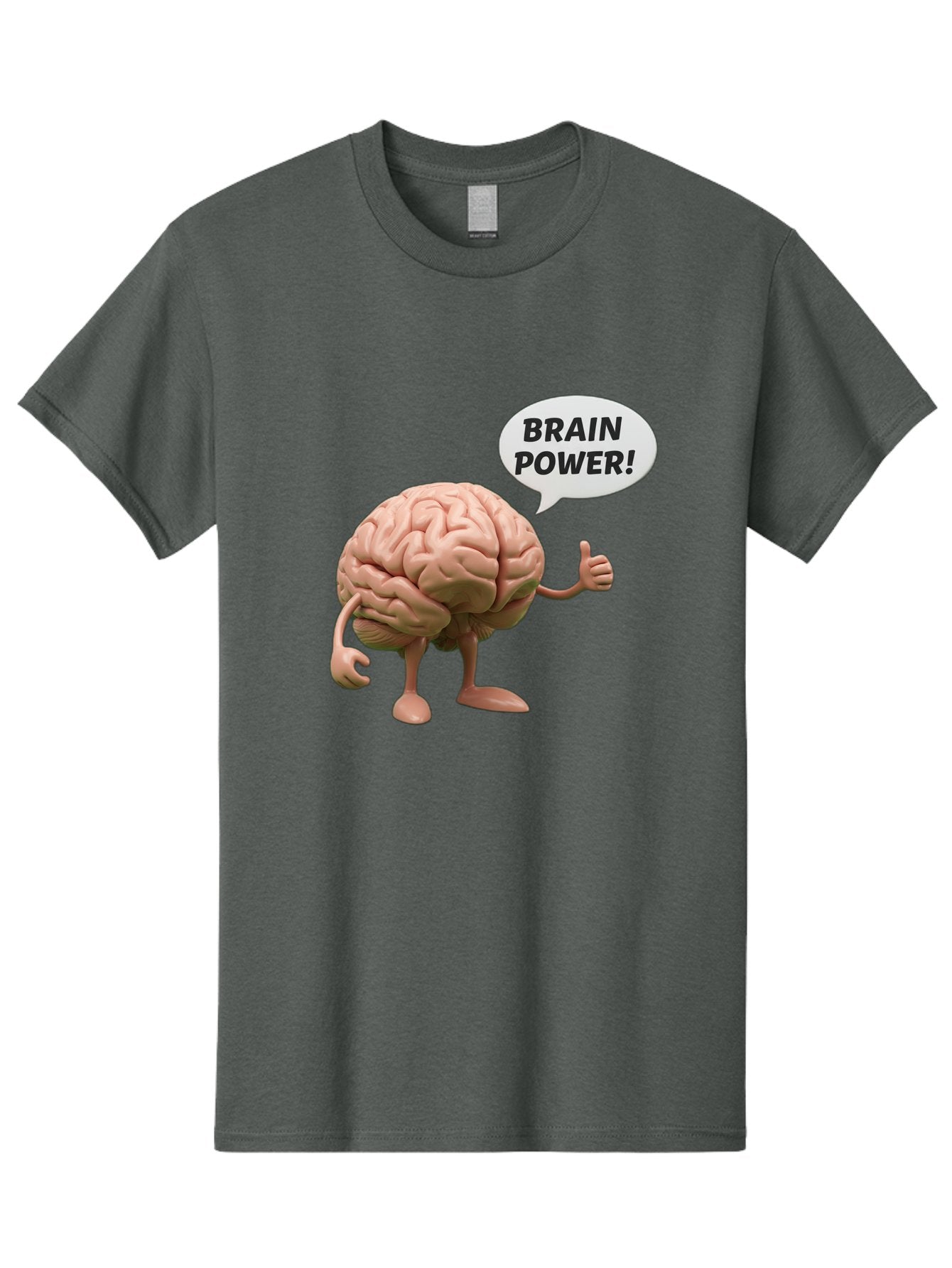 Brain-Power Men'S Graphic Tee, 100% Cotton, Comfortable Casual Summer Wear, Machine Washable, Cartoon Brain Character, Thumbs Up, Intellectual Power, Cognitive Abilities, Mental Strength, Smart Thinking, Brain Power, Happy Brain, Confidence, Bae005 10