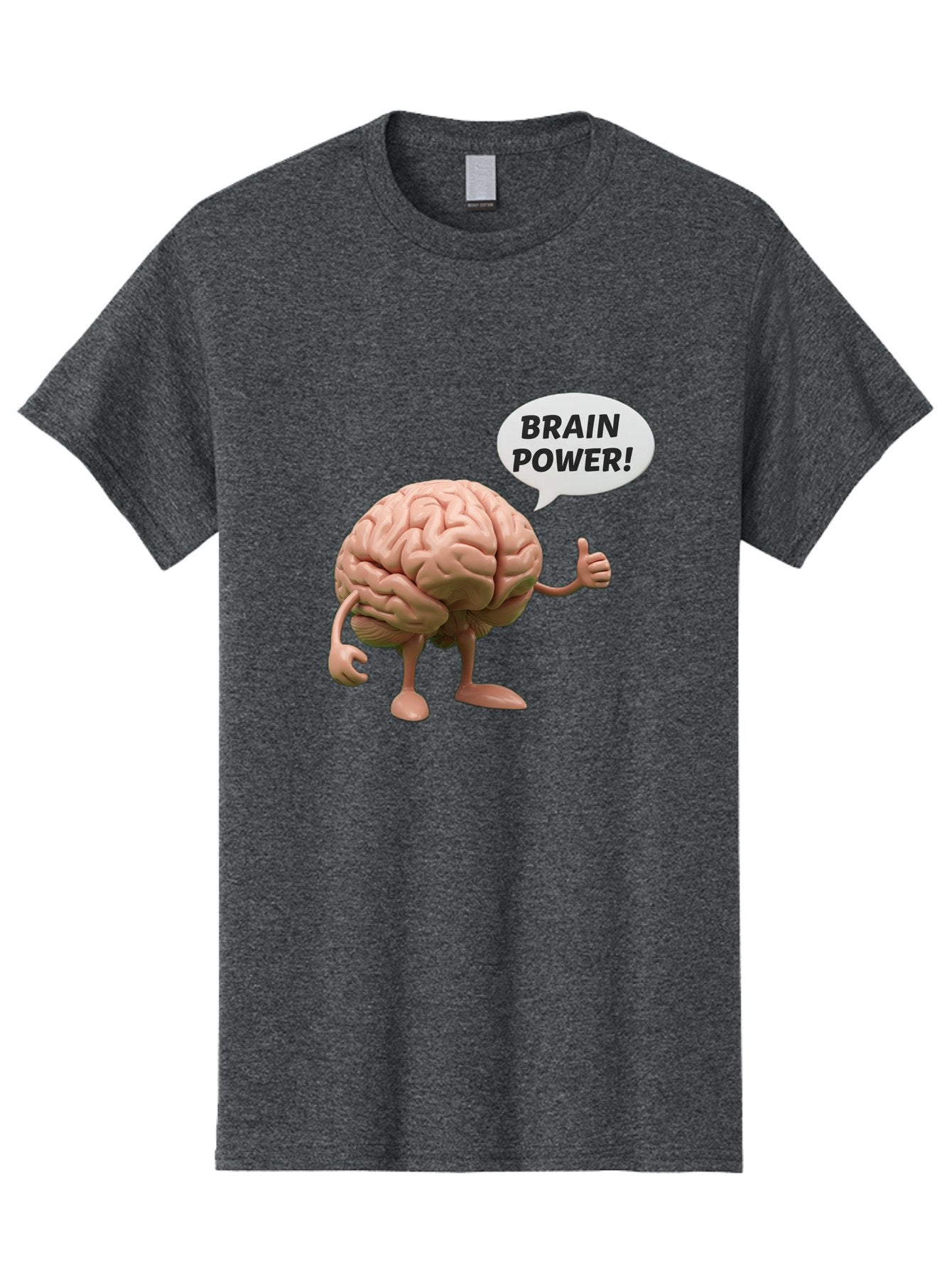 Brain-Power Men'S Graphic Tee, 100% Cotton, Comfortable Casual Summer Wear, Machine Washable, Cartoon Brain Character, Thumbs Up, Intellectual Power, Cognitive Abilities, Mental Strength, Smart Thinking, Brain Power, Happy Brain, Confidence, Bae005 9