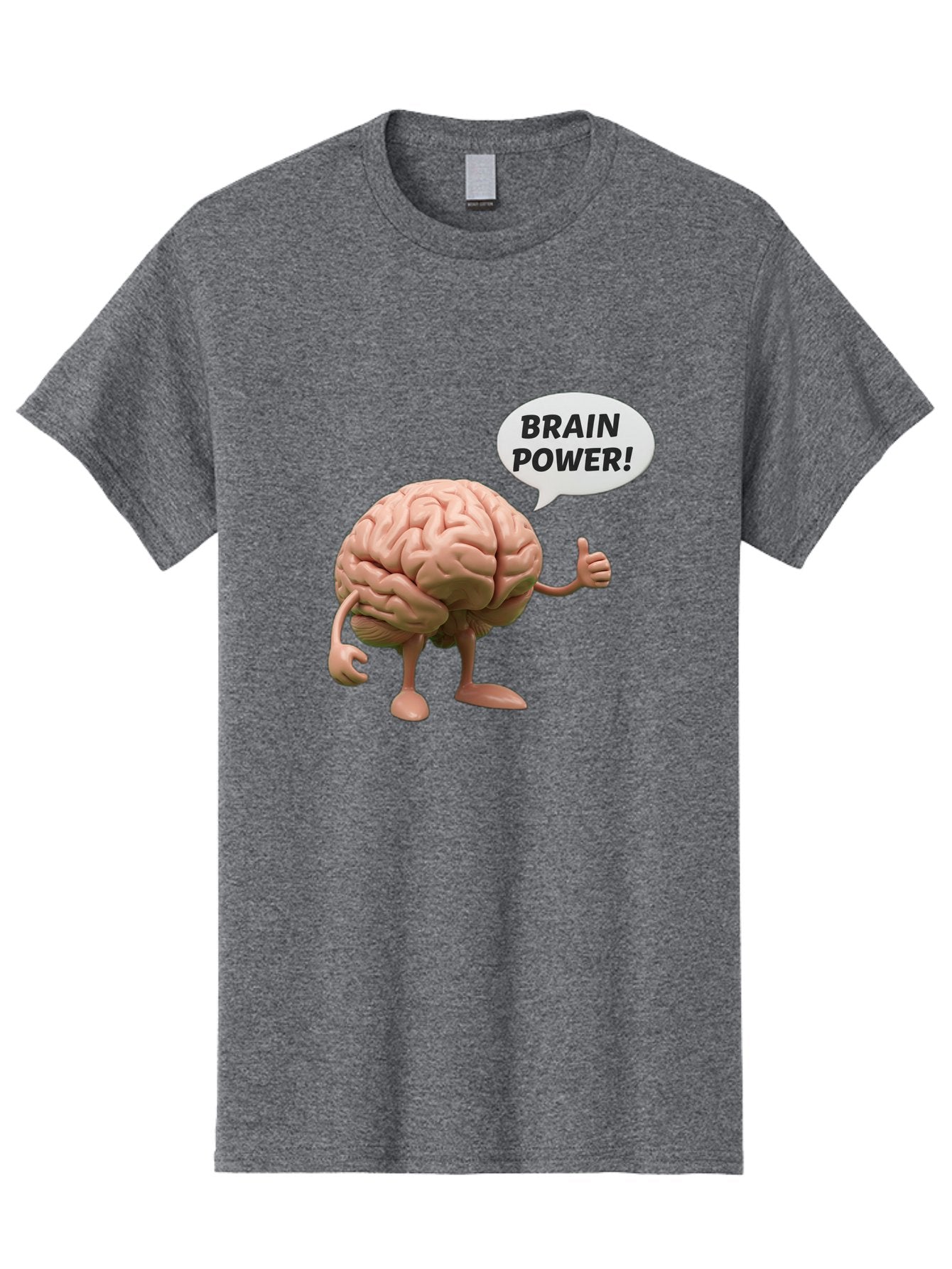 Brain-Power Men'S Graphic Tee, 100% Cotton, Comfortable Casual Summer Wear, Machine Washable, Cartoon Brain Character, Thumbs Up, Intellectual Power, Cognitive Abilities, Mental Strength, Smart Thinking, Brain Power, Happy Brain, Confidence, Bae005 8