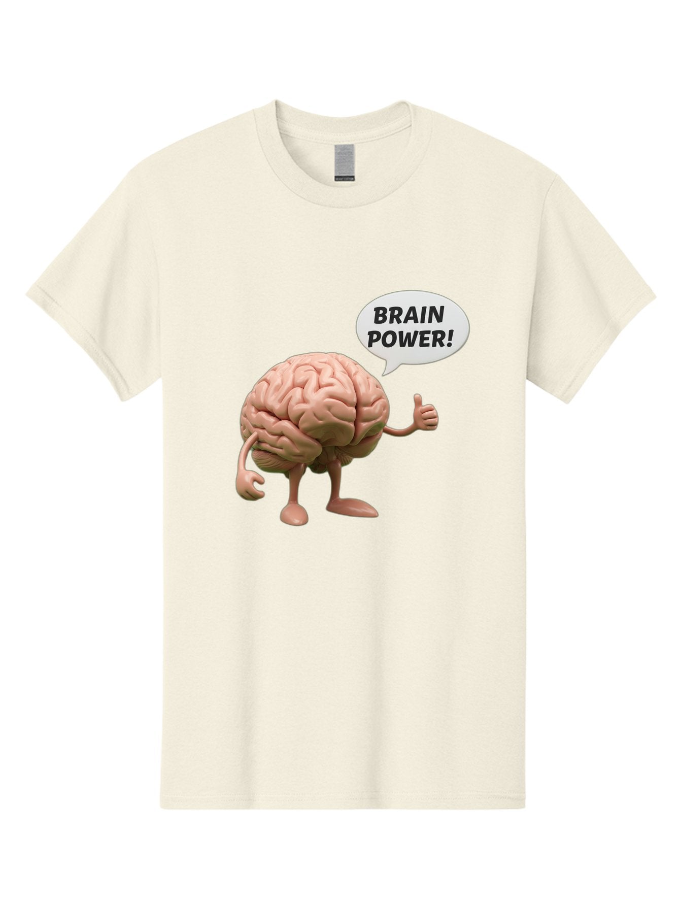Brain-Power Men'S Graphic Tee, 100% Cotton, Comfortable Casual Summer Wear, Machine Washable, Cartoon Brain Character, Thumbs Up, Intellectual Power, Cognitive Abilities, Mental Strength, Smart Thinking, Brain Power, Happy Brain, Confidence, Bae005 11