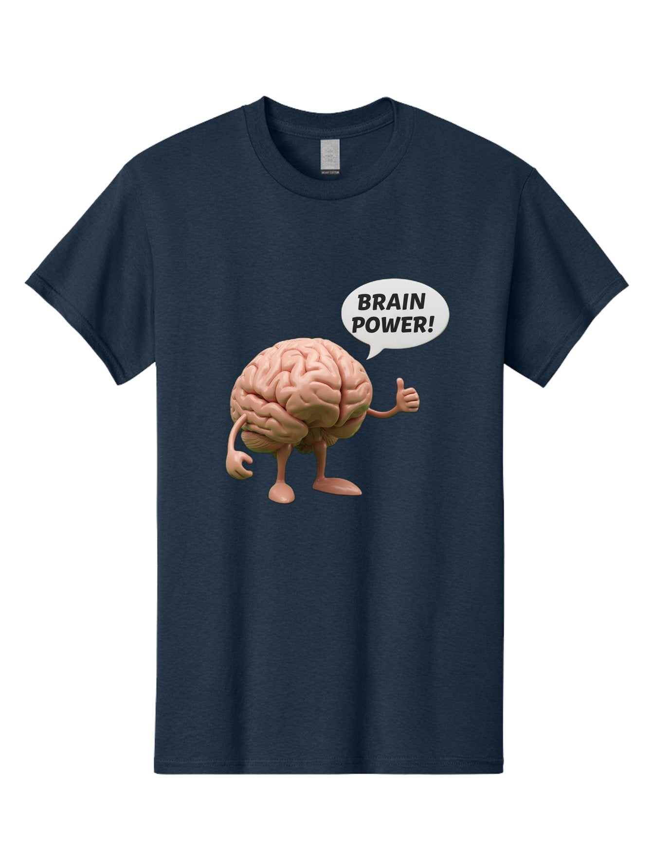 Brain-Power Men'S Graphic Tee, 100% Cotton, Comfortable Casual Summer Wear, Machine Washable, Cartoon Brain Character, Thumbs Up, Intellectual Power, Cognitive Abilities, Mental Strength, Smart Thinking, Brain Power, Happy Brain, Confidence, Bae005 12