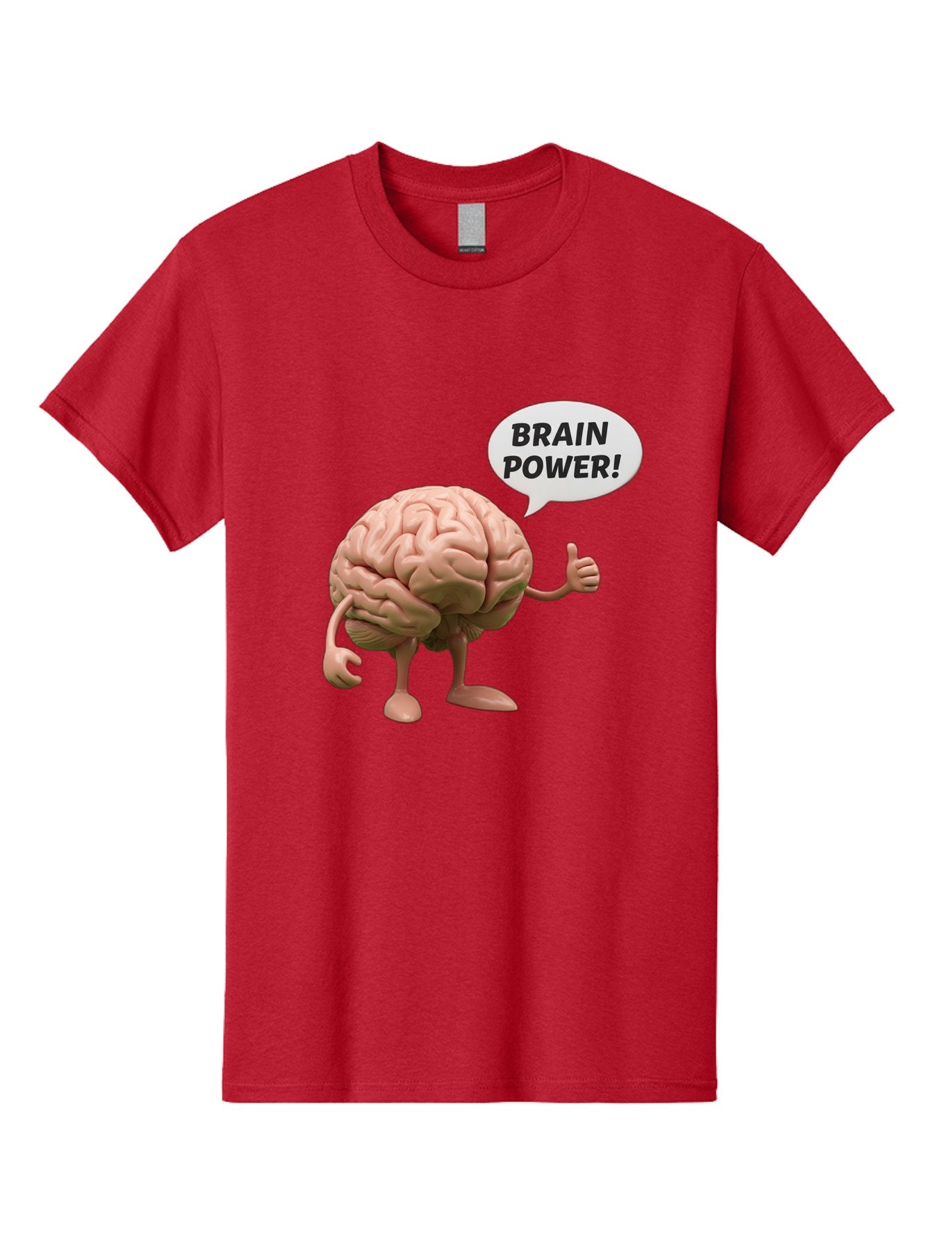 Brain-Power Men'S Graphic Tee, 100% Cotton, Comfortable Casual Summer Wear, Machine Washable, Cartoon Brain Character, Thumbs Up, Intellectual Power, Cognitive Abilities, Mental Strength, Smart Thinking, Brain Power, Happy Brain, Confidence, Bae005 15