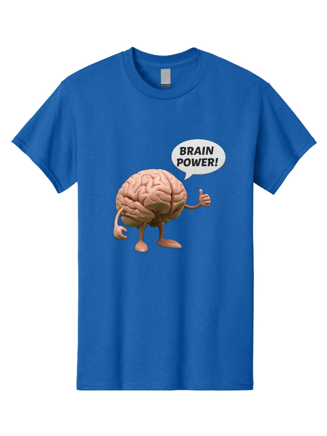 Brain-Power Men'S Graphic Tee, 100% Cotton, Comfortable Casual Summer Wear, Machine Washable, Cartoon Brain Character, Thumbs Up, Intellectual Power, Cognitive Abilities, Mental Strength, Smart Thinking, Brain Power, Happy Brain, Confidence, Bae005 14