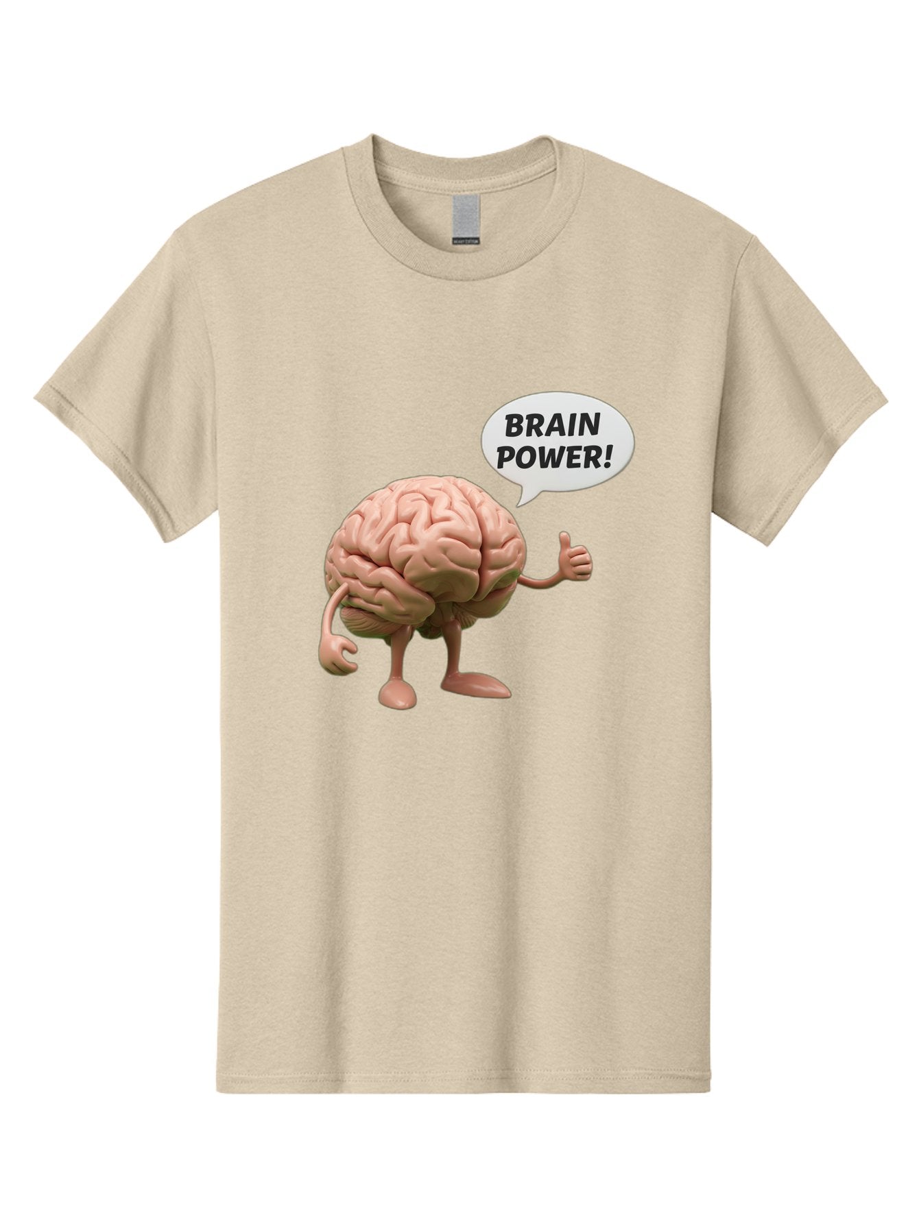 Brain-Power Men'S Graphic Tee, 100% Cotton, Comfortable Casual Summer Wear, Machine Washable, Cartoon Brain Character, Thumbs Up, Intellectual Power, Cognitive Abilities, Mental Strength, Smart Thinking, Brain Power, Happy Brain, Confidence, Bae005 4