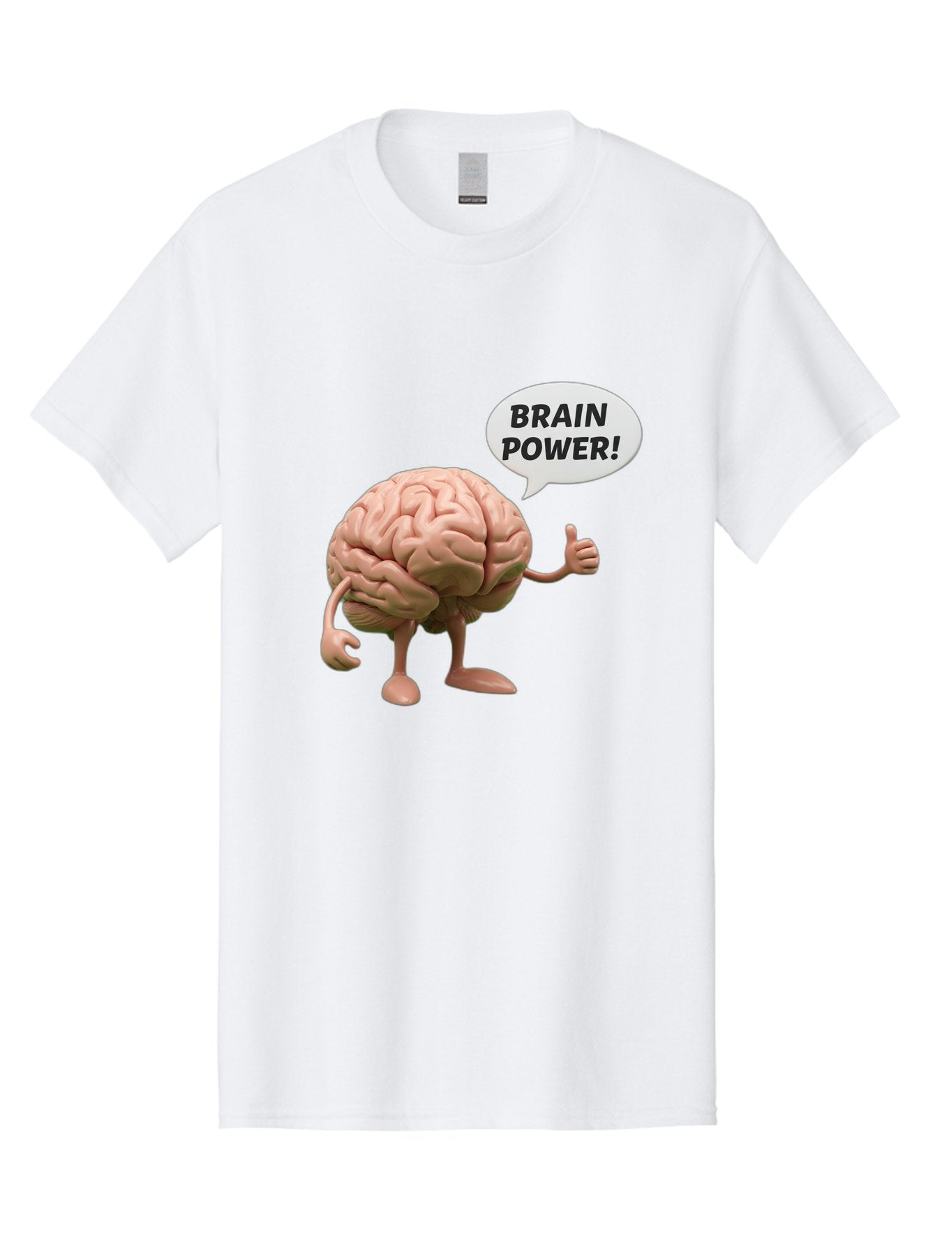 Brain-Power Men'S Graphic Tee, 100% Cotton, Comfortable Casual Summer Wear, Machine Washable, Cartoon Brain Character, Thumbs Up, Intellectual Power, Cognitive Abilities, Mental Strength, Smart Thinking, Brain Power, Happy Brain, Confidence, Bae005 6