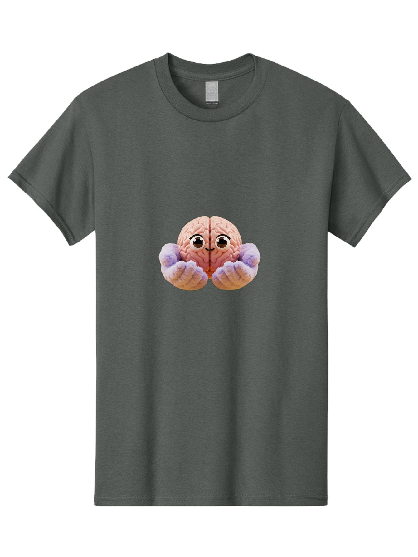 Brain-With-Googly-Eyes Men'S Graphic Tee, 100% Cotton, Comfortable Casual Summer Wear, Machine Washable, Anthropomorphic Brain, Googly Eyes, Brain With Hands, Cute Brain, Funny Brain, Quirky Character, Humorous Illustration, Creative Design, Bae008 12