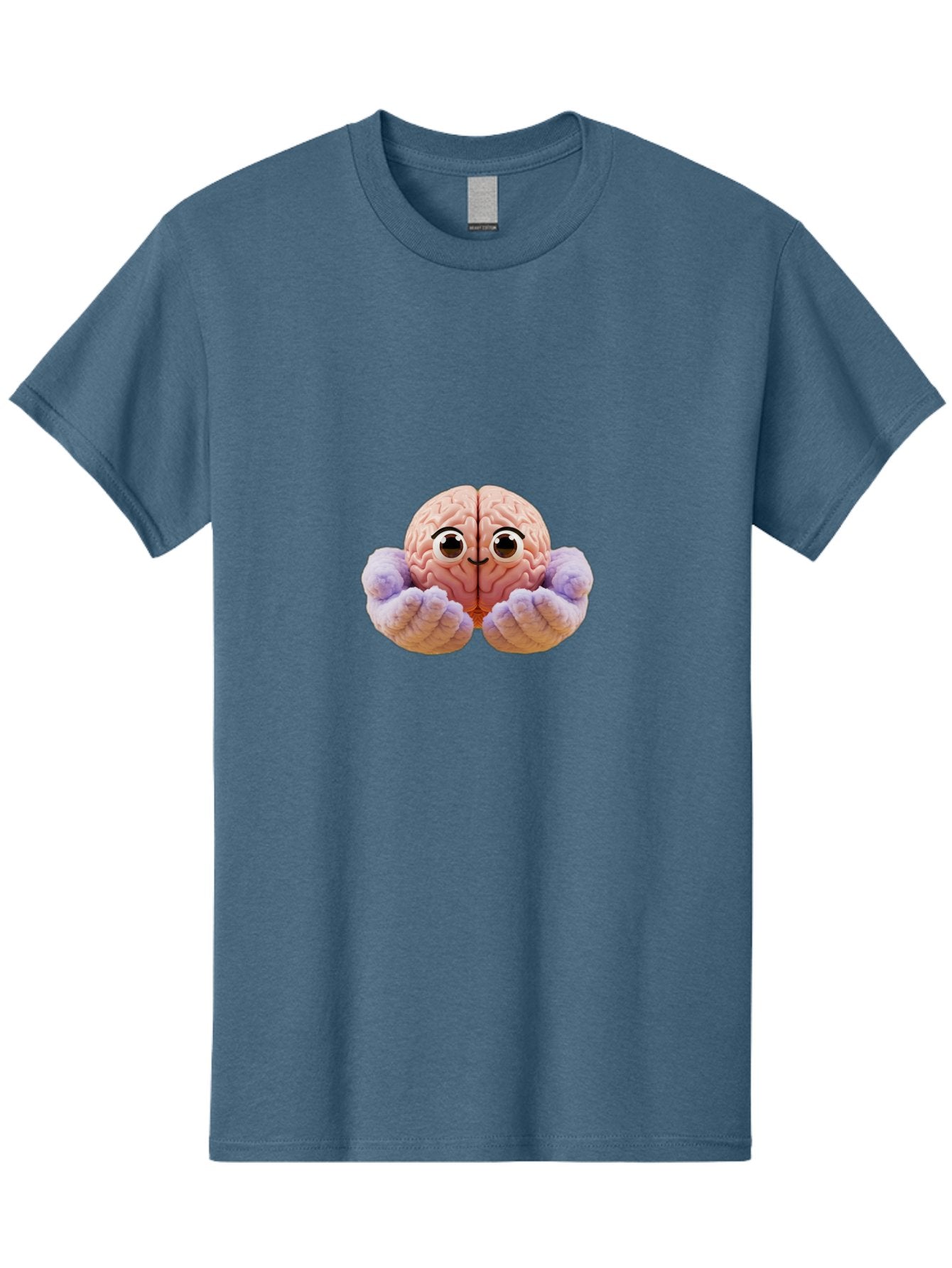 Brain-With-Googly-Eyes Men'S Graphic Tee, 100% Cotton, Comfortable Casual Summer Wear, Machine Washable, Anthropomorphic Brain, Googly Eyes, Brain With Hands, Cute Brain, Funny Brain, Quirky Character, Humorous Illustration, Creative Design, Bae008 4