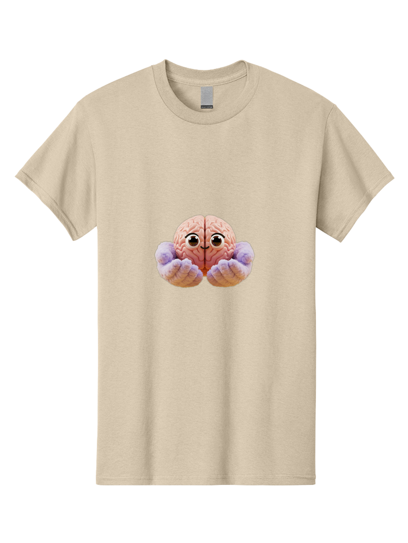 Brain-With-Googly-Eyes Men'S Graphic Tee, 100% Cotton, Comfortable Casual Summer Wear, Machine Washable, Anthropomorphic Brain, Googly Eyes, Brain With Hands, Cute Brain, Funny Brain, Quirky Character, Humorous Illustration, Creative Design, Bae008 5