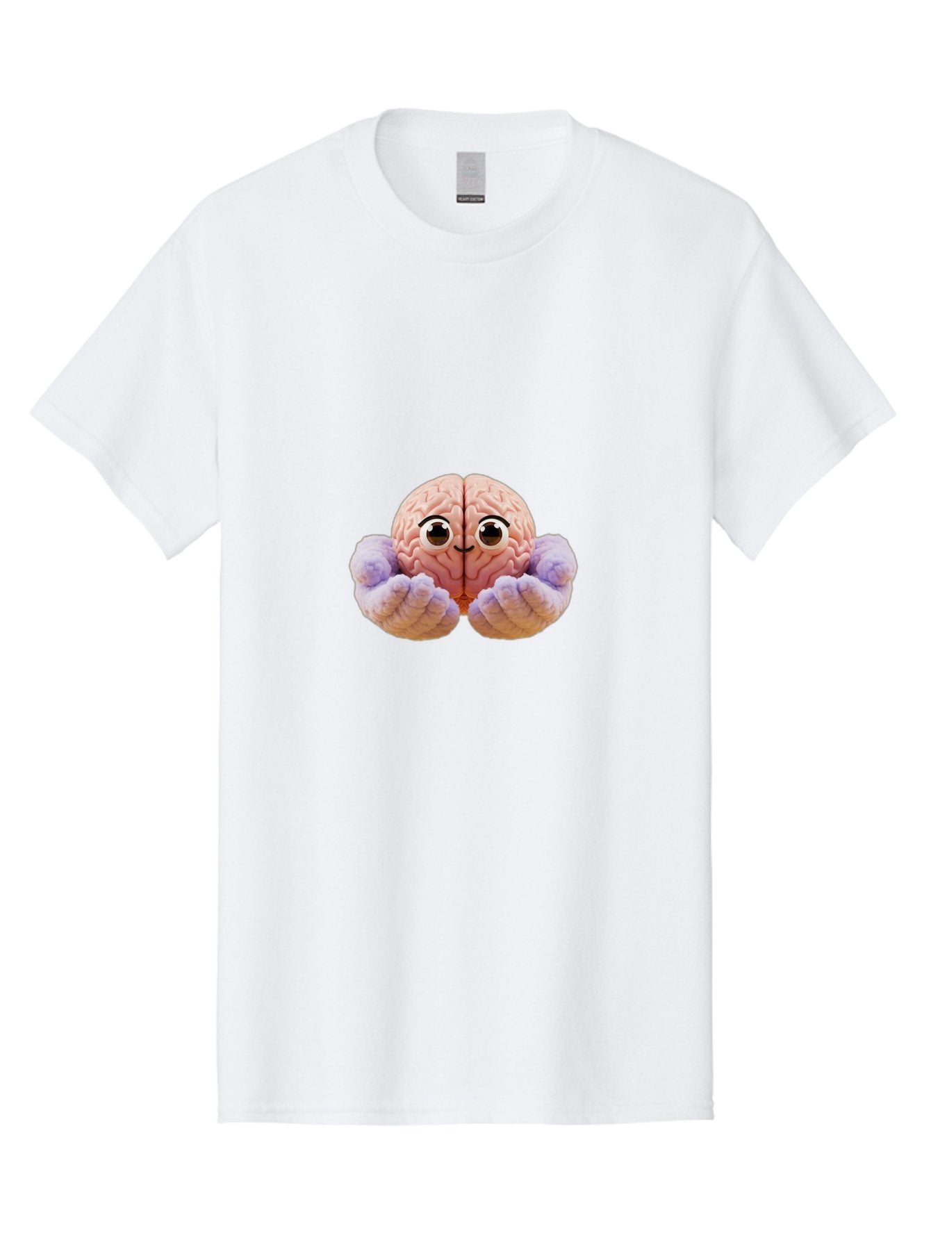 Brain-With-Googly-Eyes Men'S Graphic Tee, 100% Cotton, Comfortable Casual Summer Wear, Machine Washable, Anthropomorphic Brain, Googly Eyes, Brain With Hands, Cute Brain, Funny Brain, Quirky Character, Humorous Illustration, Creative Design, Bae008 5