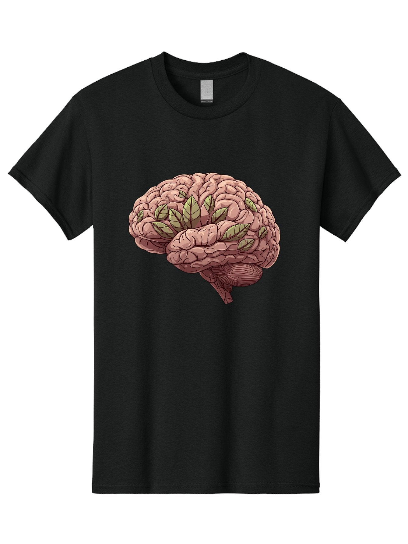 Brain-With-Marijuana-Leaves Men'S Graphic Tee, 100% Cotton, Comfortable Casual Summer Wear, Machine Washable, Human Brain, Leaves On Brain, Cognitive Function, Mental Wellness, Brain Health, Marijuana Effects, Cannabis And Brain Bae009 14