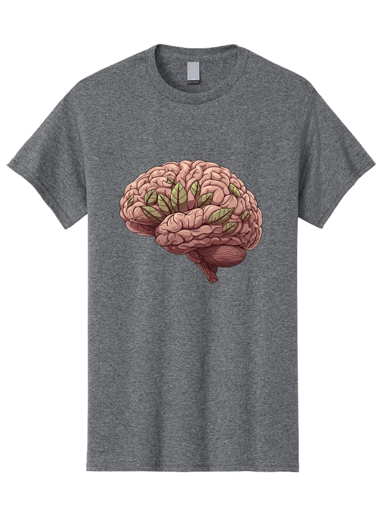 Brain-With-Marijuana-Leaves Men'S Graphic Tee, 100% Cotton, Comfortable Casual Summer Wear, Machine Washable, Human Brain, Leaves On Brain, Cognitive Function, Mental Wellness, Brain Health, Marijuana Effects, Cannabis And Brain Bae009 6