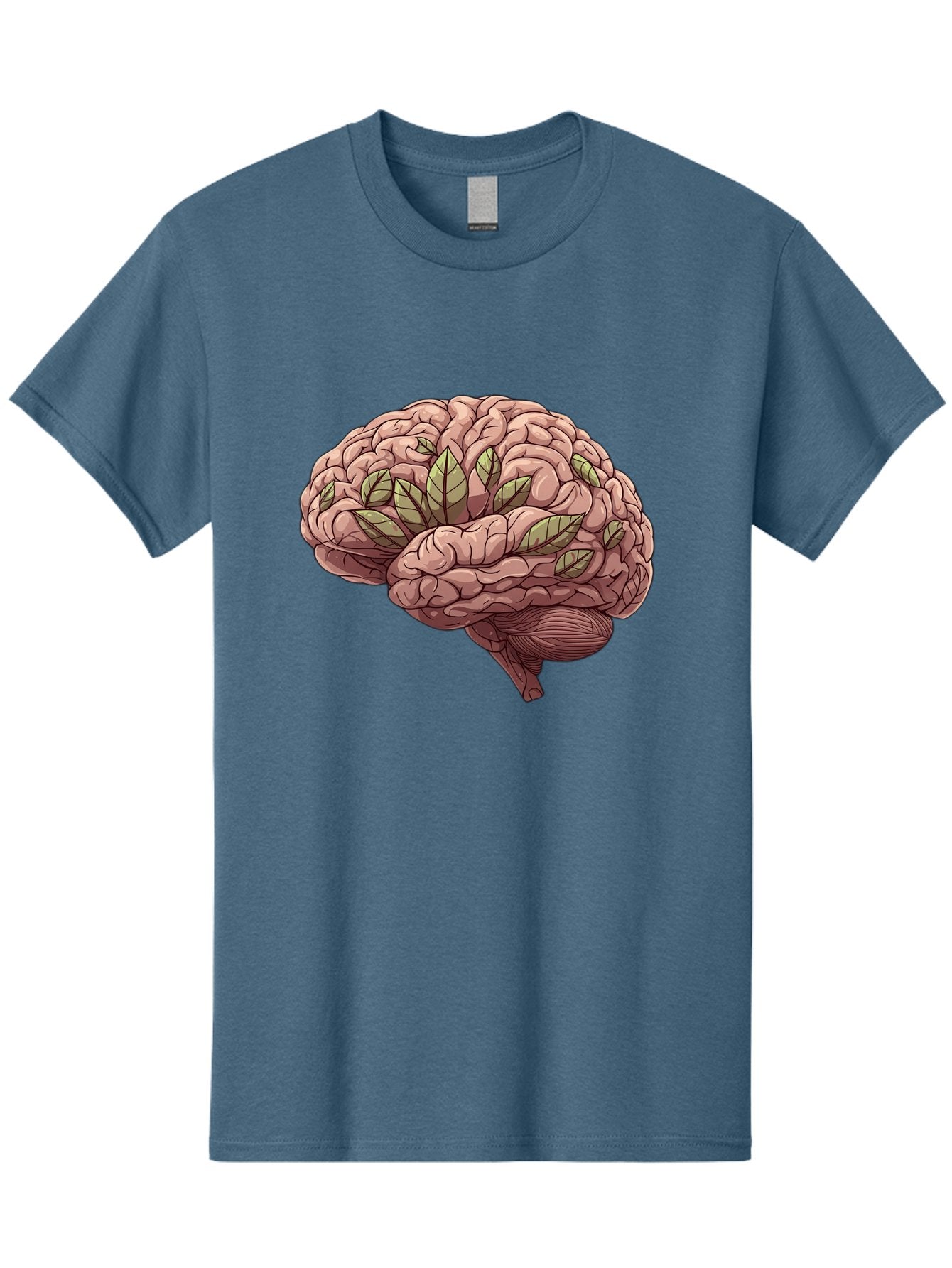 Brain-With-Marijuana-Leaves Men'S Graphic Tee, 100% Cotton, Comfortable Casual Summer Wear, Machine Washable, Human Brain, Leaves On Brain, Cognitive Function, Mental Wellness, Brain Health, Marijuana Effects, Cannabis And Brain Bae009 13