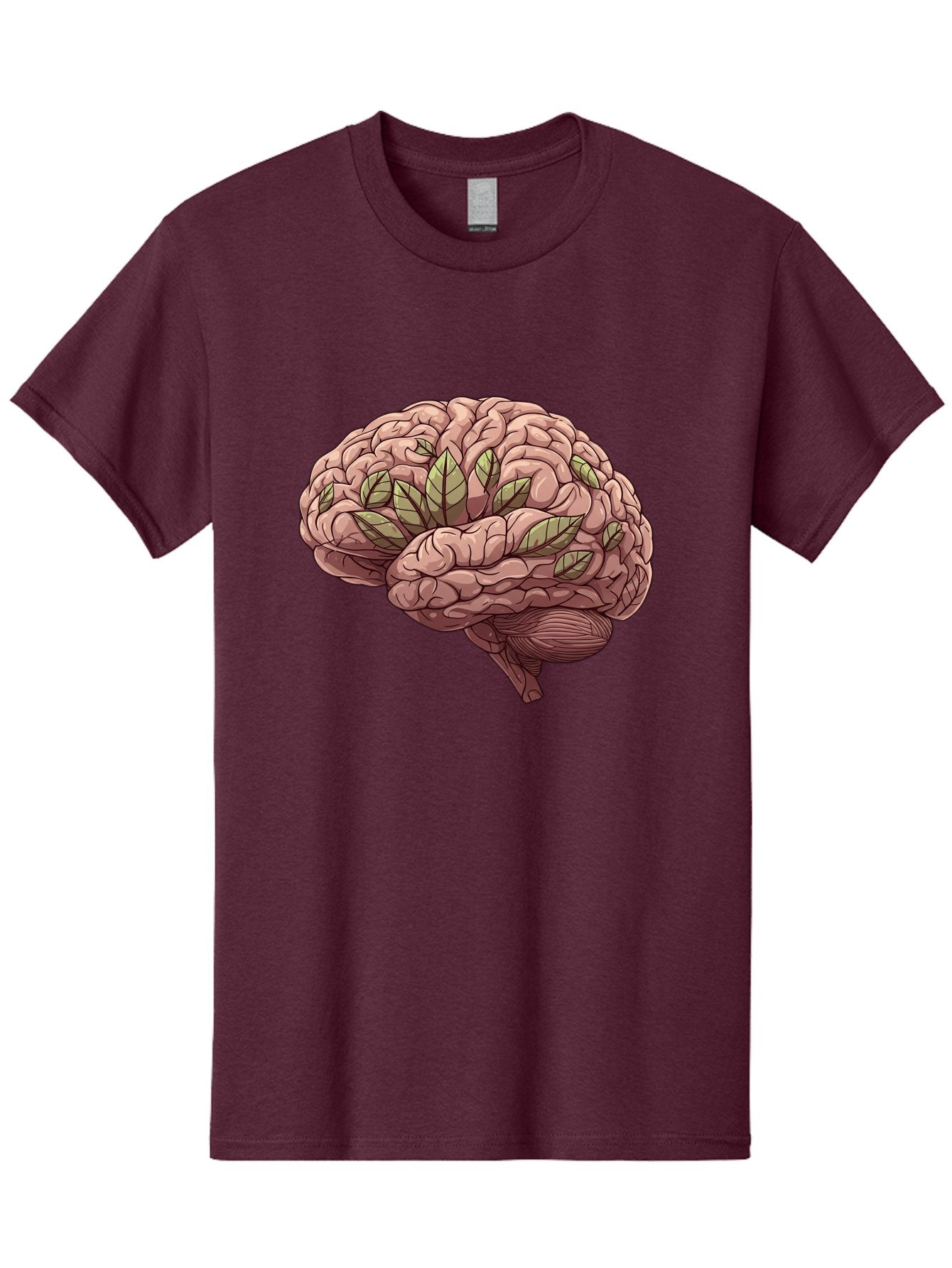 Brain-With-Marijuana-Leaves Men'S Graphic Tee, 100% Cotton, Comfortable Casual Summer Wear, Machine Washable, Human Brain, Leaves On Brain, Cognitive Function, Mental Wellness, Brain Health, Marijuana Effects, Cannabis And Brain Bae009 8
