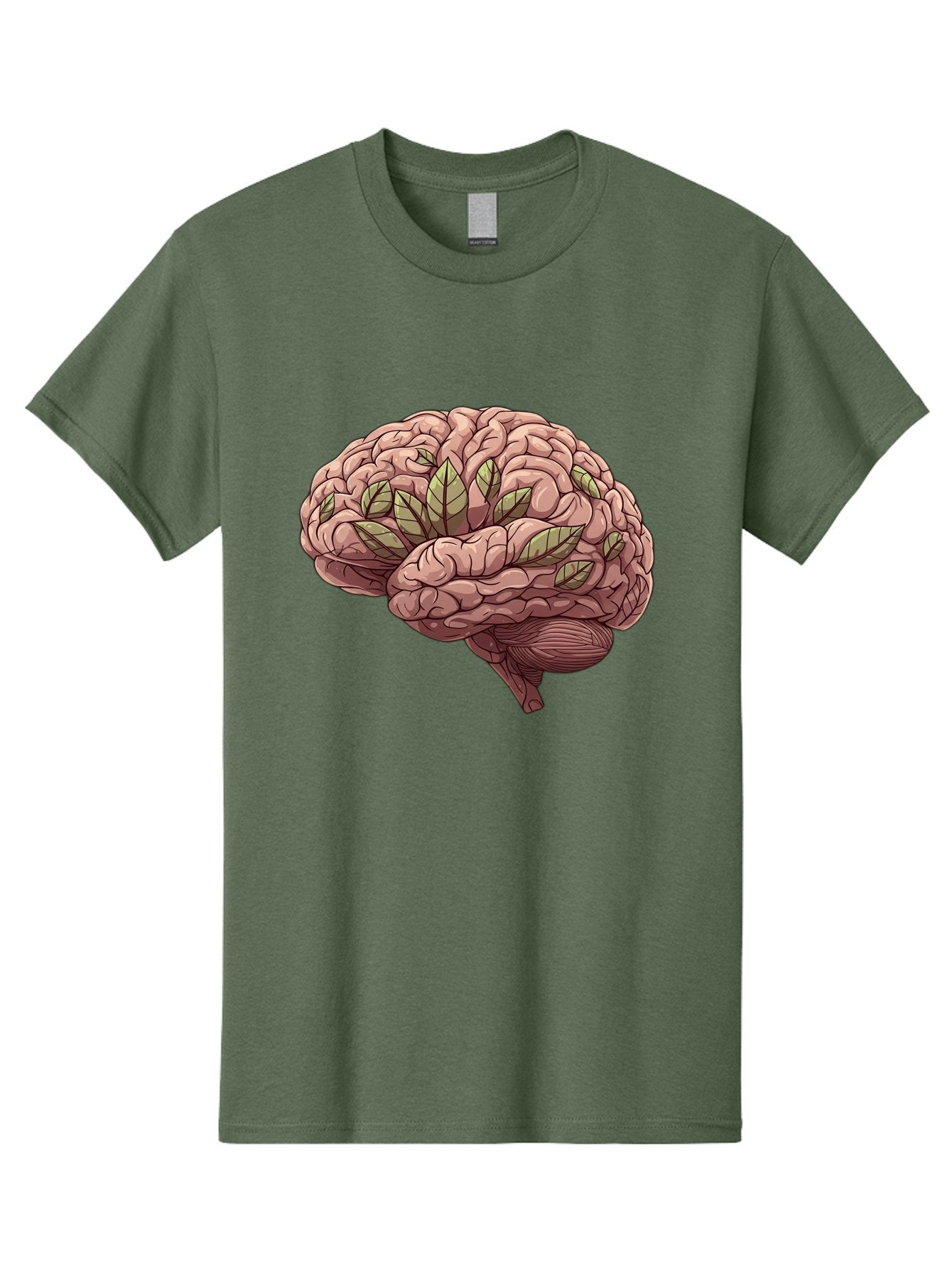 Brain-With-Marijuana-Leaves Men'S Graphic Tee, 100% Cotton, Comfortable Casual Summer Wear, Machine Washable, Human Brain, Leaves On Brain, Cognitive Function, Mental Wellness, Brain Health, Marijuana Effects, Cannabis And Brain Bae009 11