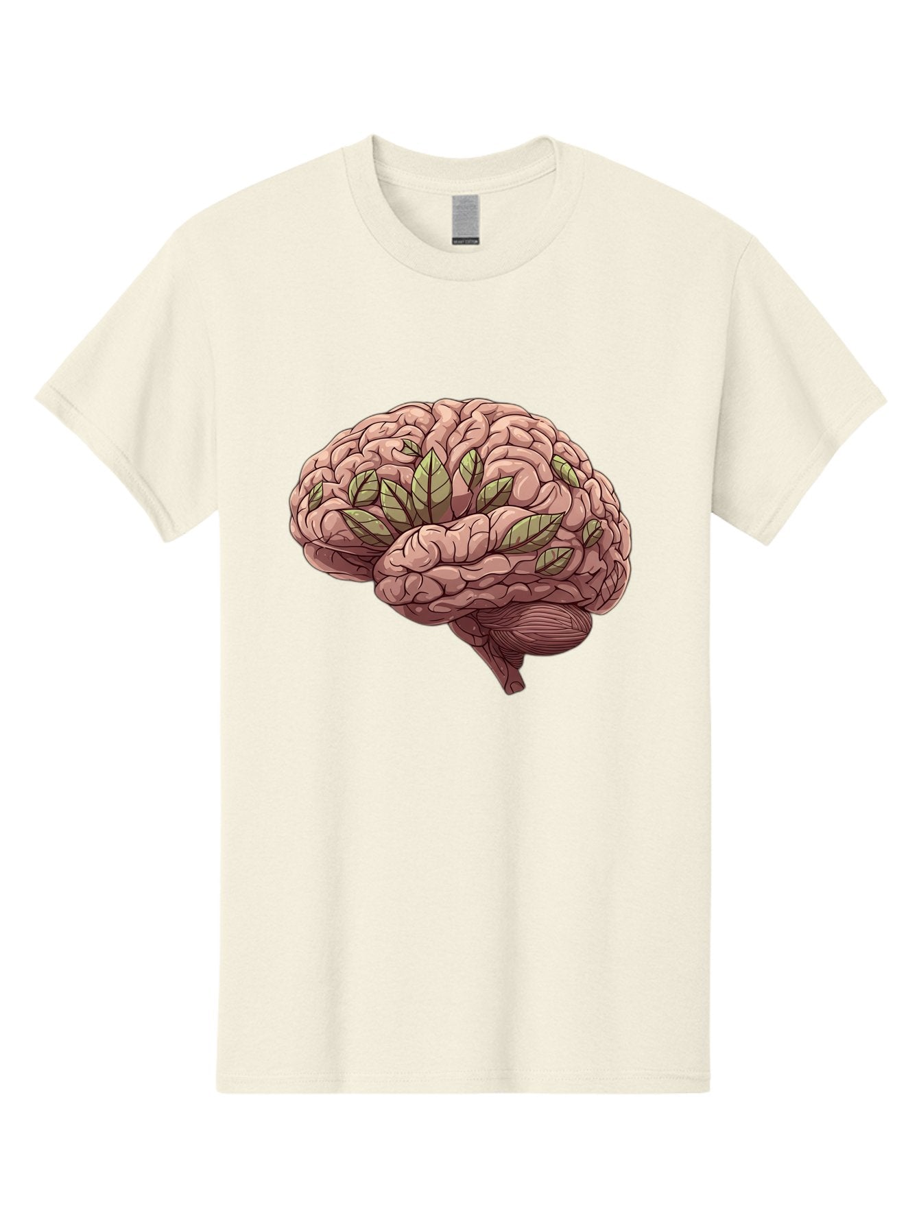Brain-With-Marijuana-Leaves Men'S Graphic Tee, 100% Cotton, Comfortable Casual Summer Wear, Machine Washable, Human Brain, Leaves On Brain, Cognitive Function, Mental Wellness, Brain Health, Marijuana Effects, Cannabis And Brain Bae009 10