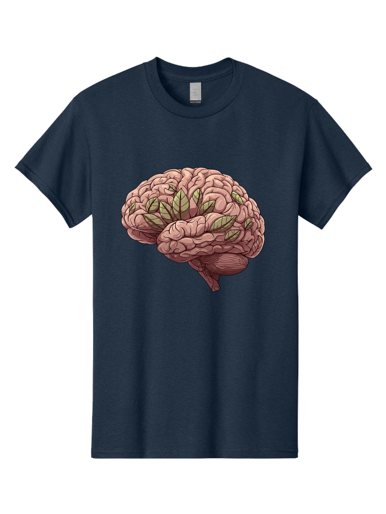 Brain-With-Marijuana-Leaves Men'S Graphic Tee, 100% Cotton, Comfortable Casual Summer Wear, Machine Washable, Human Brain, Leaves On Brain, Cognitive Function, Mental Wellness, Brain Health, Marijuana Effects, Cannabis And Brain Bae009 5