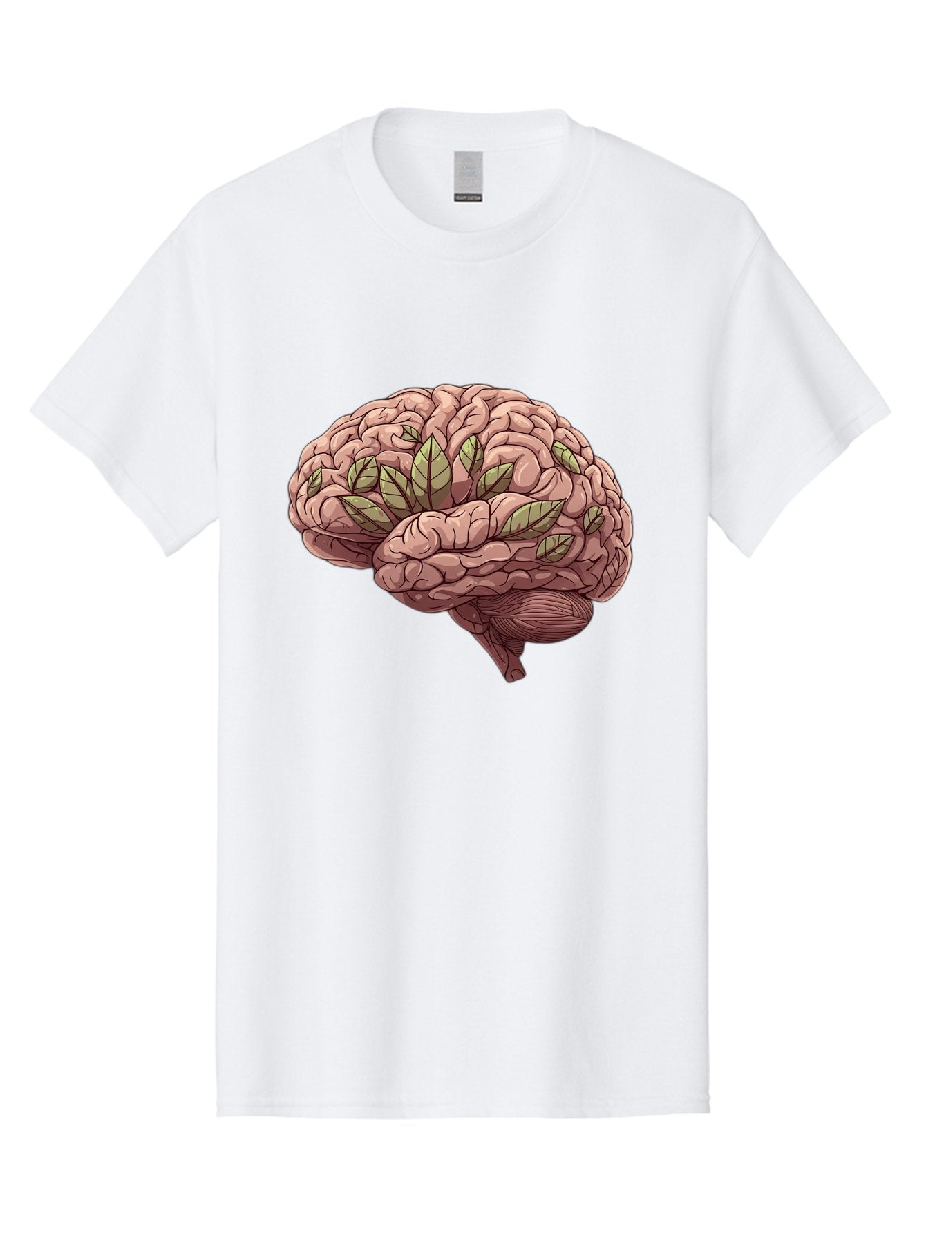 Brain-With-Marijuana-Leaves Men'S Graphic Tee, 100% Cotton, Comfortable Casual Summer Wear, Machine Washable, Human Brain, Leaves On Brain, Cognitive Function, Mental Wellness, Brain Health, Marijuana Effects, Cannabis And Brain Bae009 15