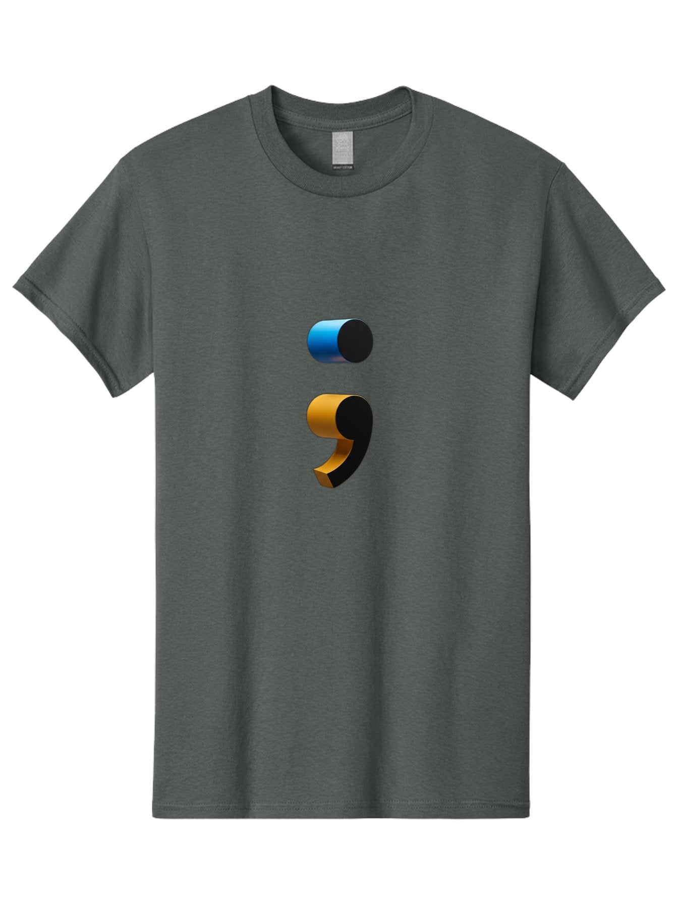 Comma-Semicolon Men'S Graphic Tee, 100% Cotton, Comfortable Casual Summer Wear, Machine Washable, Comma, Semicolon, Punctuation, Grammar, Writing, Language, Blue Comma, Orange Semicolon, 3D Punctuation Marks, Punctuation Symbols Bae013