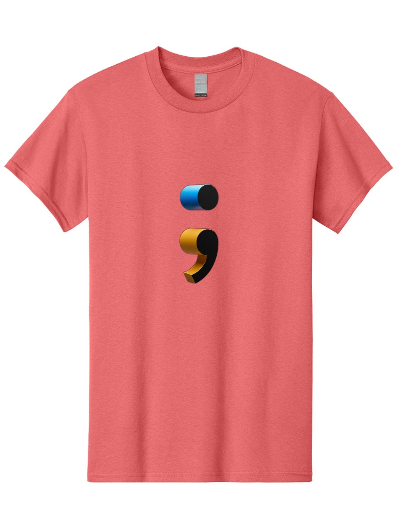 Comma-Semicolon Men'S Graphic Tee, 100% Cotton, Comfortable Casual Summer Wear, Machine Washable, Comma, Semicolon, Punctuation, Grammar, Writing, Language, Blue Comma, Orange Semicolon, 3D Punctuation Marks, Punctuation Symbols Bae013 14
