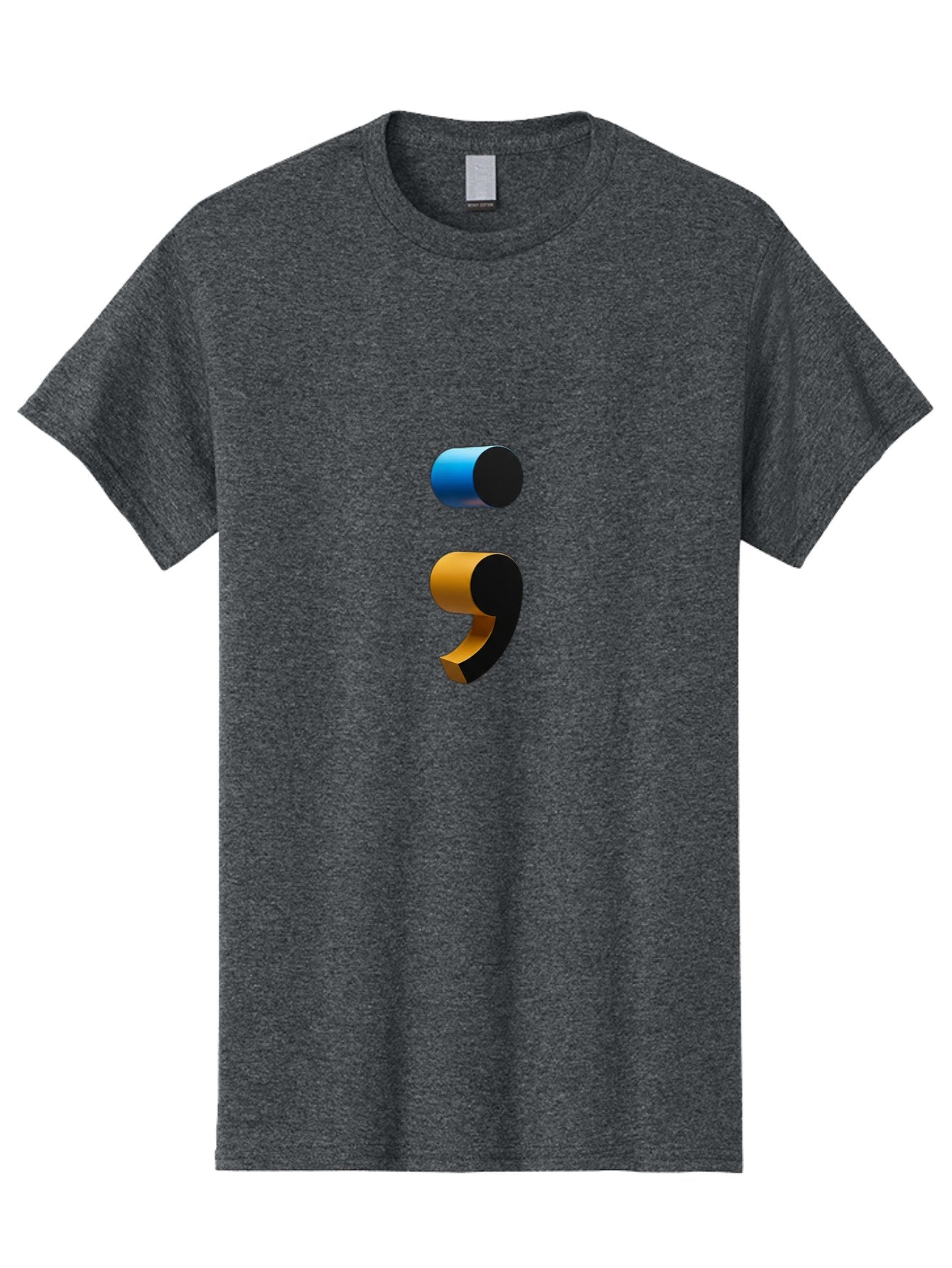 Comma-Semicolon Men'S Graphic Tee, 100% Cotton, Comfortable Casual Summer Wear, Machine Washable, Comma, Semicolon, Punctuation, Grammar, Writing, Language, Blue Comma, Orange Semicolon, 3D Punctuation Marks, Punctuation Symbols Bae013 4