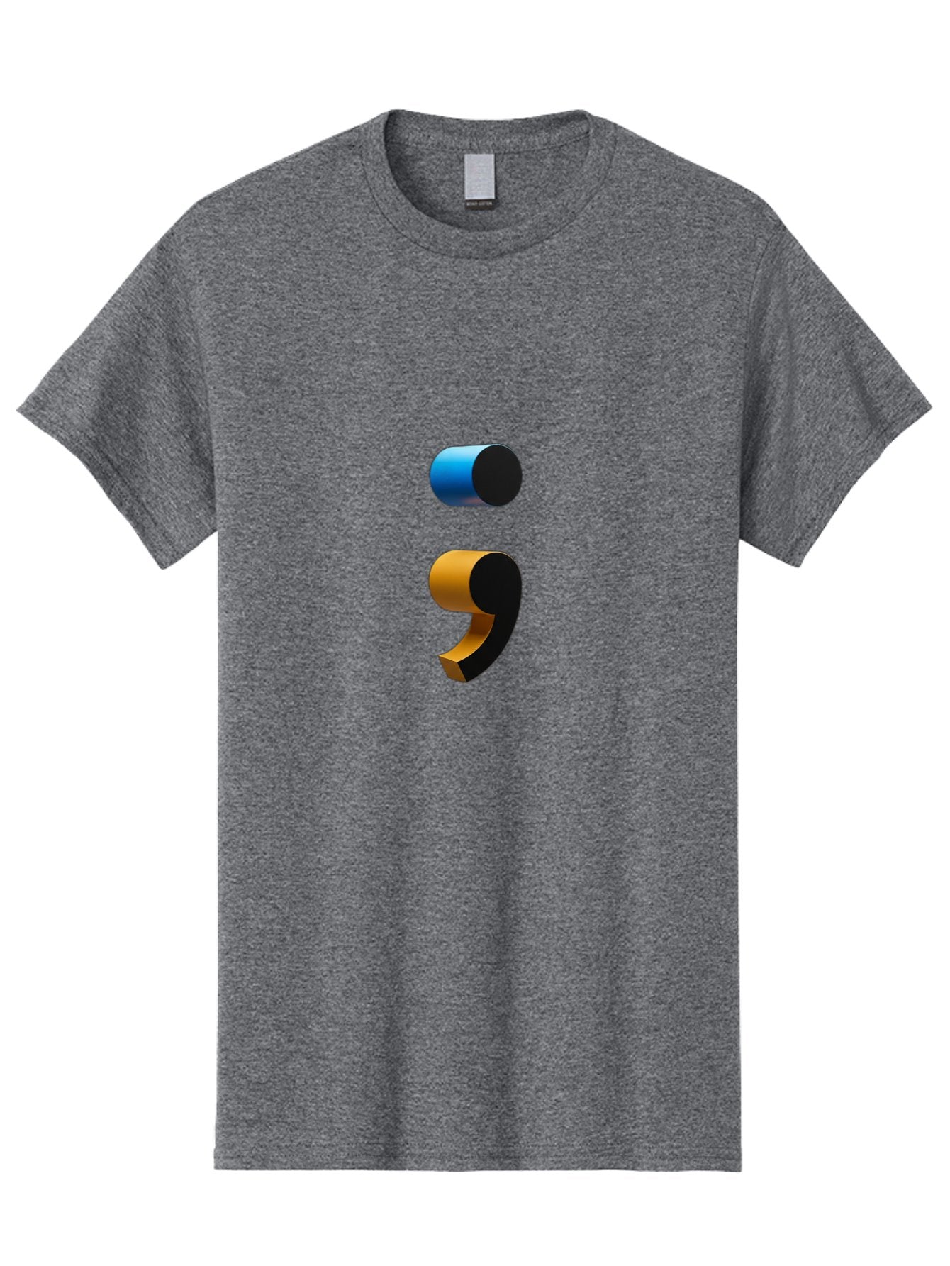 Comma-Semicolon Men'S Graphic Tee, 100% Cotton, Comfortable Casual Summer Wear, Machine Washable, Comma, Semicolon, Punctuation, Grammar, Writing, Language, Blue Comma, Orange Semicolon, 3D Punctuation Marks, Punctuation Symbols Bae013 9