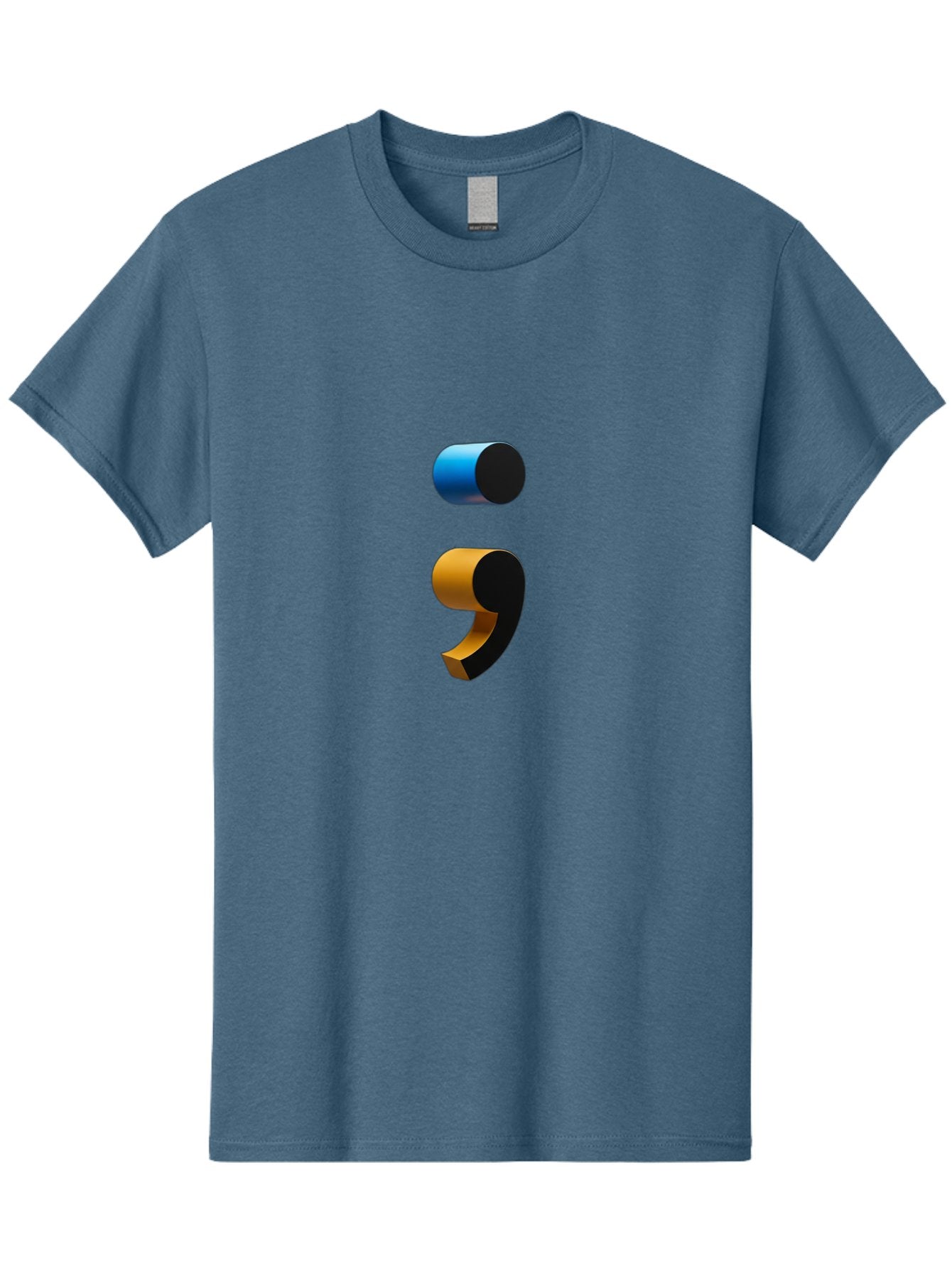 Comma-Semicolon Men'S Graphic Tee, 100% Cotton, Comfortable Casual Summer Wear, Machine Washable, Comma, Semicolon, Punctuation, Grammar, Writing, Language, Blue Comma, Orange Semicolon, 3D Punctuation Marks, Punctuation Symbols Bae013 12