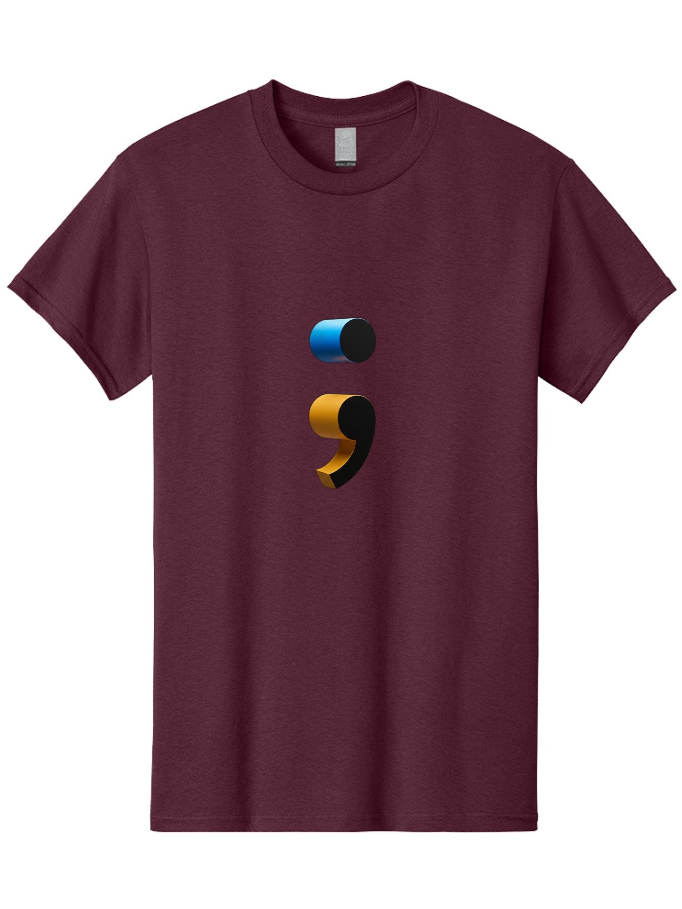 Comma-Semicolon Men'S Graphic Tee, 100% Cotton, Comfortable Casual Summer Wear, Machine Washable, Comma, Semicolon, Punctuation, Grammar, Writing, Language, Blue Comma, Orange Semicolon, 3D Punctuation Marks, Punctuation Symbols Bae013