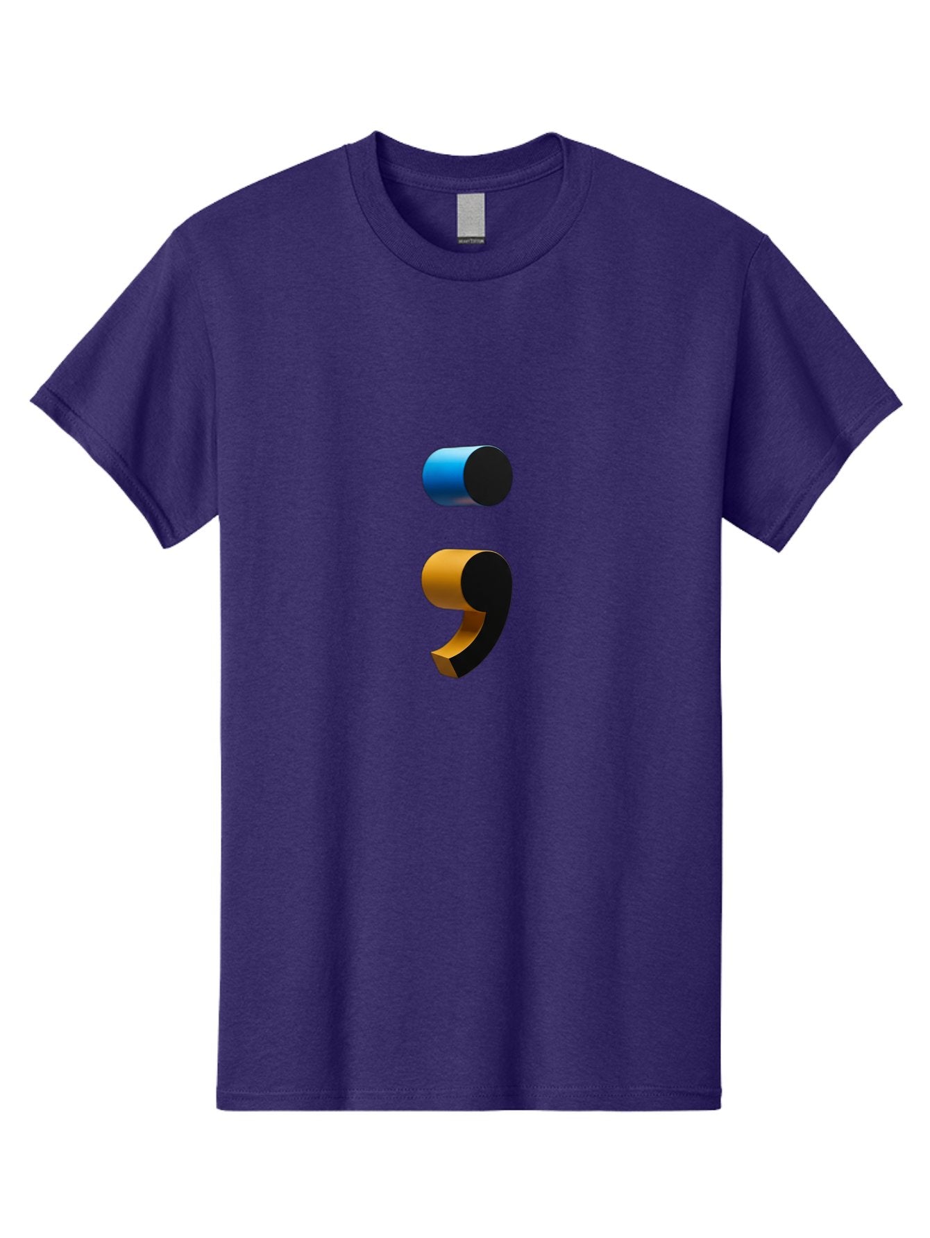 Comma-Semicolon Men'S Graphic Tee, 100% Cotton, Comfortable Casual Summer Wear, Machine Washable, Comma, Semicolon, Punctuation, Grammar, Writing, Language, Blue Comma, Orange Semicolon, 3D Punctuation Marks, Punctuation Symbols Bae013 7