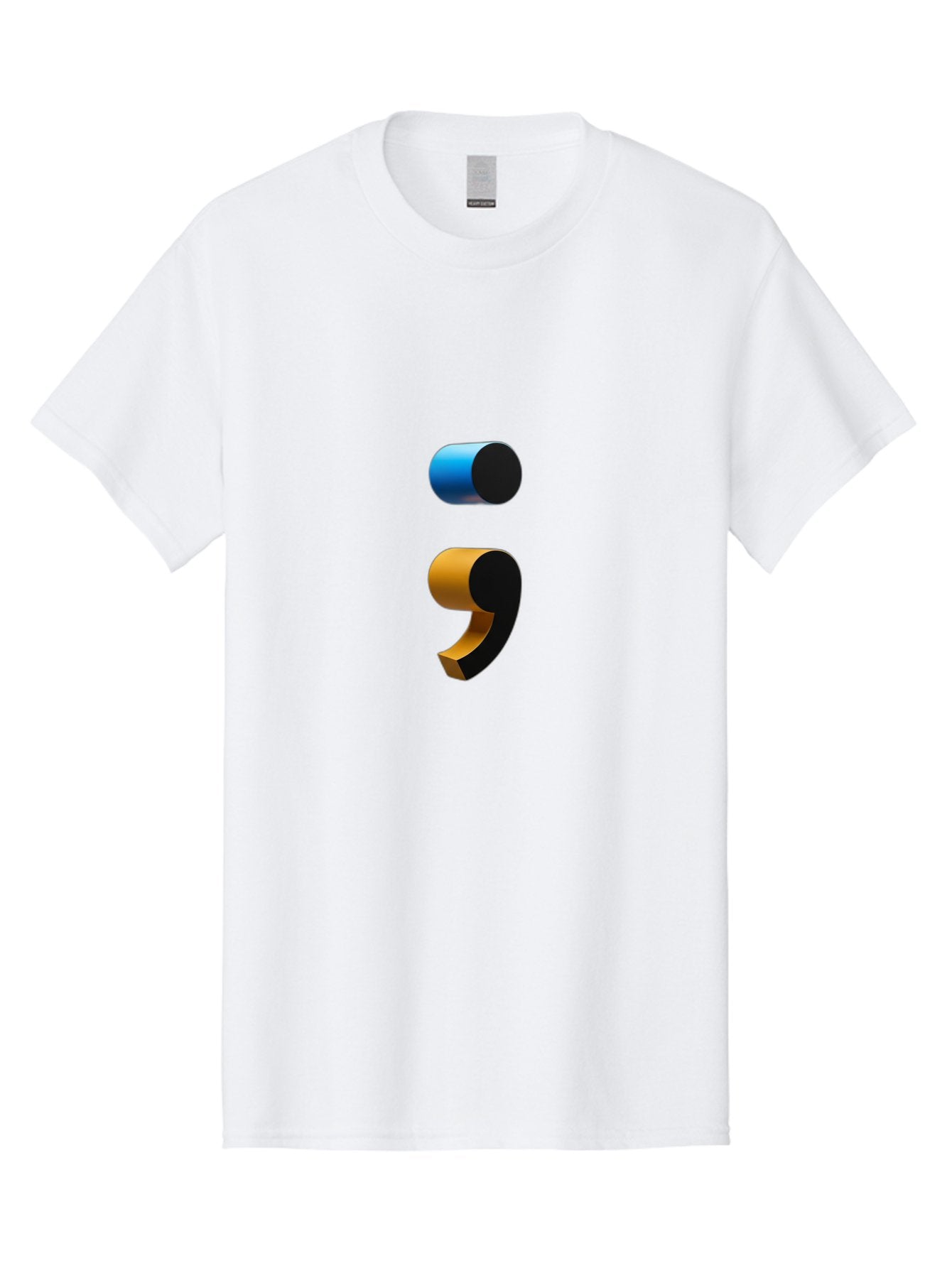 Comma-Semicolon Men'S Graphic Tee, 100% Cotton, Comfortable Casual Summer Wear, Machine Washable, Comma, Semicolon, Punctuation, Grammar, Writing, Language, Blue Comma, Orange Semicolon, 3D Punctuation Marks, Punctuation Symbols Bae013 3