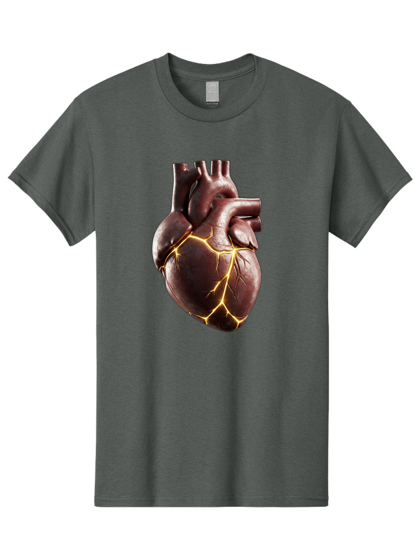 Cracked-Heart-1 Men'S Graphic Tee, 100% Cotton, Comfortable Casual Summer Wear, Machine Washable, Human Heart, Broken Heart, Cracked Heart, Emotional Pain, Heartbreak, Cracked Effect, Yellow Cracks, Heart Illustration, Cardiac Health Bae014 12