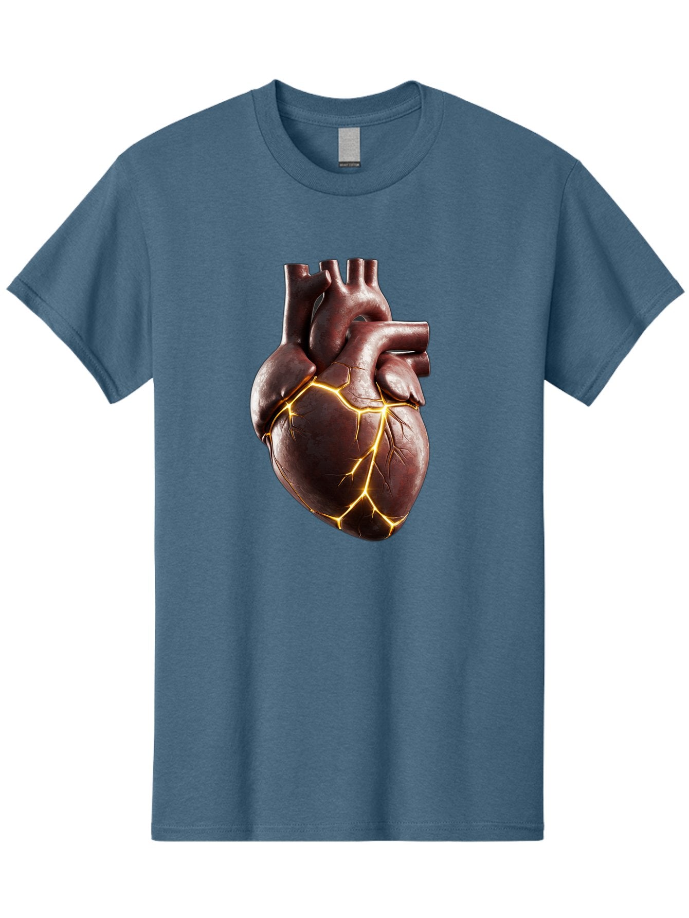 Cracked-Heart-1 Men'S Graphic Tee, 100% Cotton, Comfortable Casual Summer Wear, Machine Washable, Human Heart, Broken Heart, Cracked Heart, Emotional Pain, Heartbreak, Cracked Effect, Yellow Cracks, Heart Illustration, Cardiac Health Bae014 5