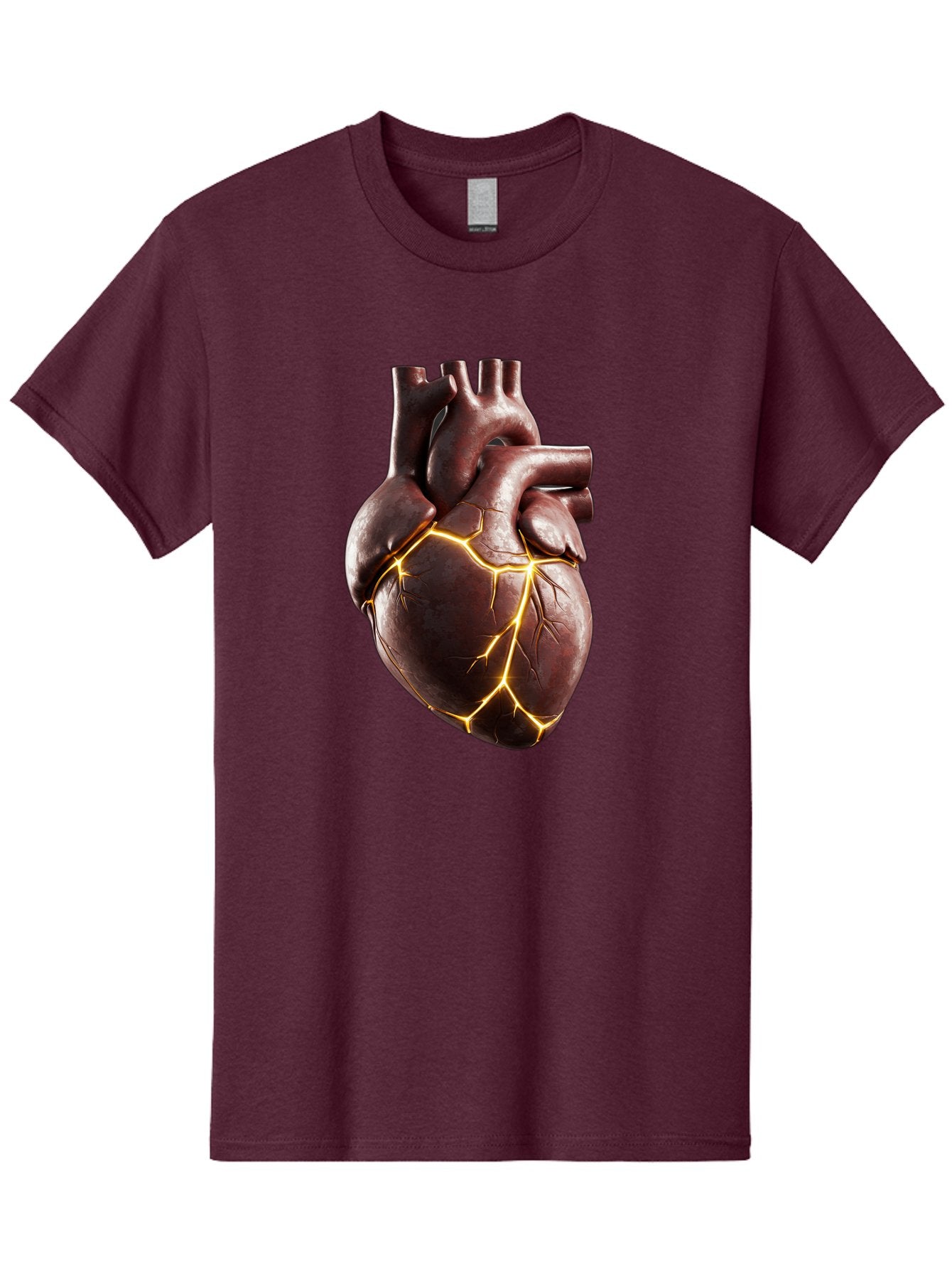 Cracked-Heart-1 Men'S Graphic Tee, 100% Cotton, Comfortable Casual Summer Wear, Machine Washable, Human Heart, Broken Heart, Cracked Heart, Emotional Pain, Heartbreak, Cracked Effect, Yellow Cracks, Heart Illustration, Cardiac Health Bae014 8