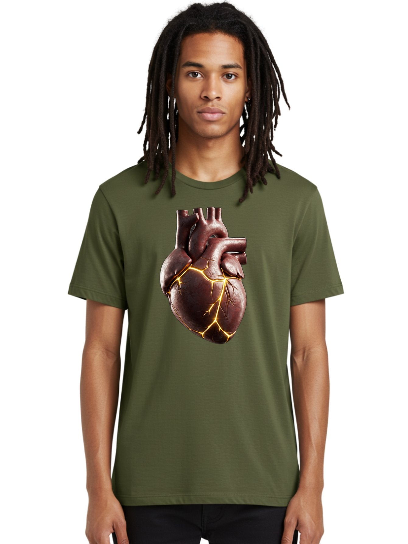 Cracked-Heart-1 Men'S Graphic Tee, 100% Cotton, Comfortable Casual Summer Wear, Machine Washable, Human Heart, Broken Heart, Cracked Heart, Emotional Pain, Heartbreak, Cracked Effect, Yellow Cracks, Heart Illustration, Cardiac Health Bae014 16