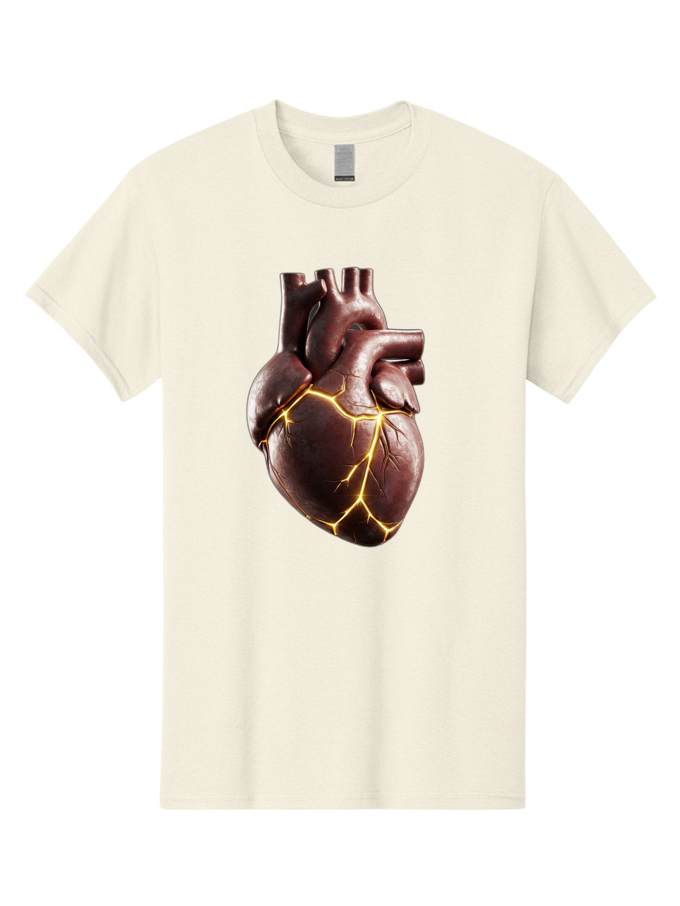 Cracked-Heart-1 Men'S Graphic Tee, 100% Cotton, Comfortable Casual Summer Wear, Machine Washable, Human Heart, Broken Heart, Cracked Heart, Emotional Pain, Heartbreak, Cracked Effect, Yellow Cracks, Heart Illustration, Cardiac Health Bae014 6