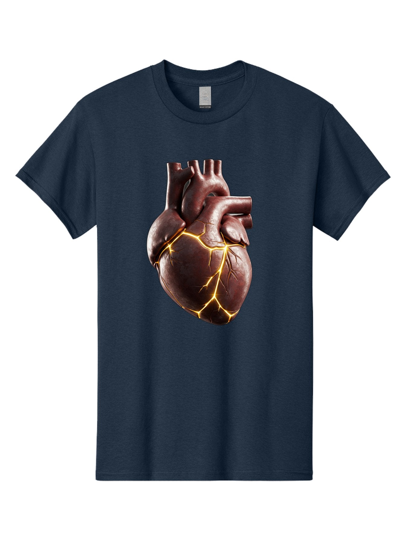 Cracked-Heart-1 Men'S Graphic Tee, 100% Cotton, Comfortable Casual Summer Wear, Machine Washable, Human Heart, Broken Heart, Cracked Heart, Emotional Pain, Heartbreak, Cracked Effect, Yellow Cracks, Heart Illustration, Cardiac Health Bae014 11