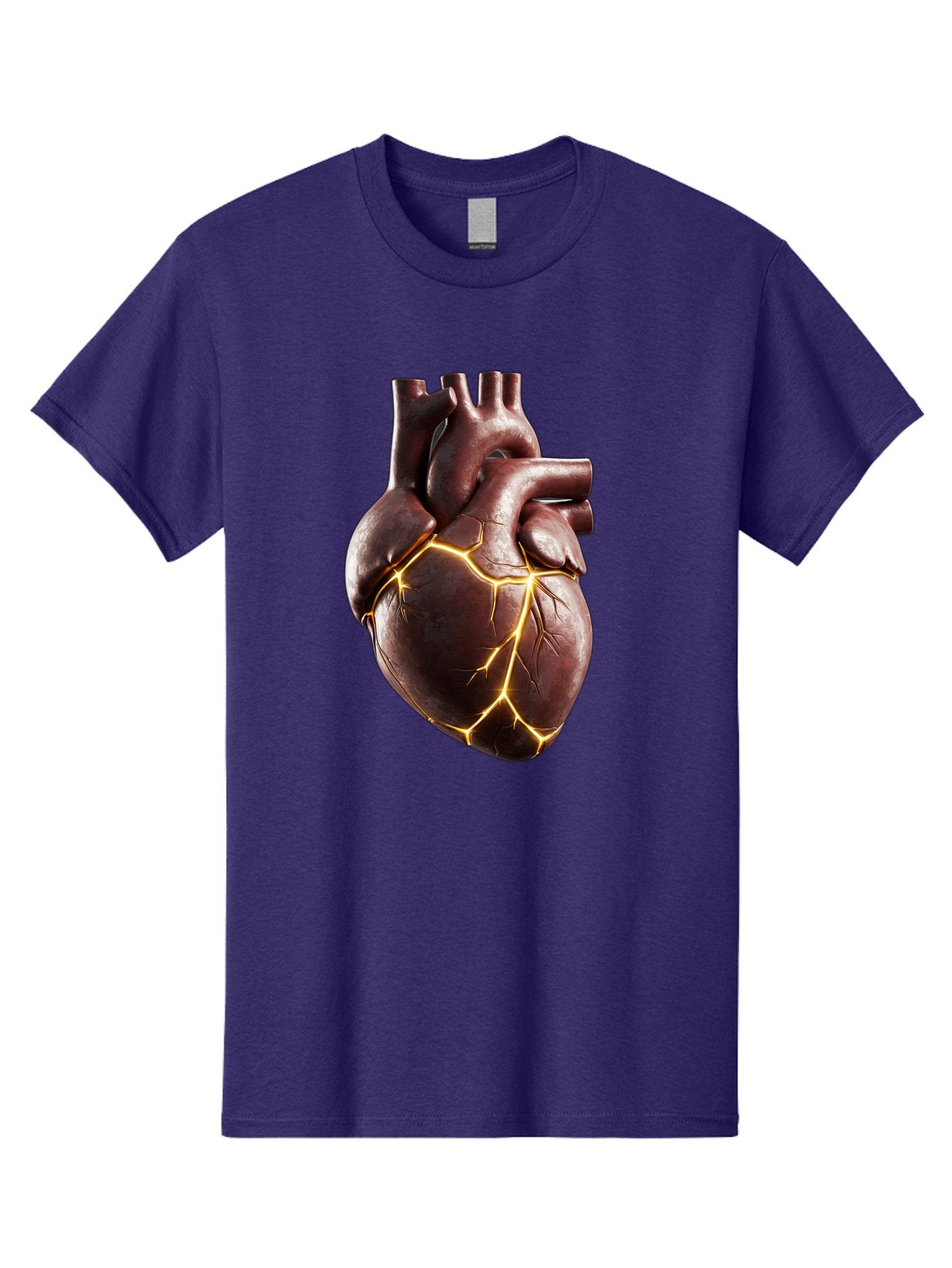Cracked-Heart-1 Men'S Graphic Tee, 100% Cotton, Comfortable Casual Summer Wear, Machine Washable, Human Heart, Broken Heart, Cracked Heart, Emotional Pain, Heartbreak, Cracked Effect, Yellow Cracks, Heart Illustration, Cardiac Health Bae014 15
