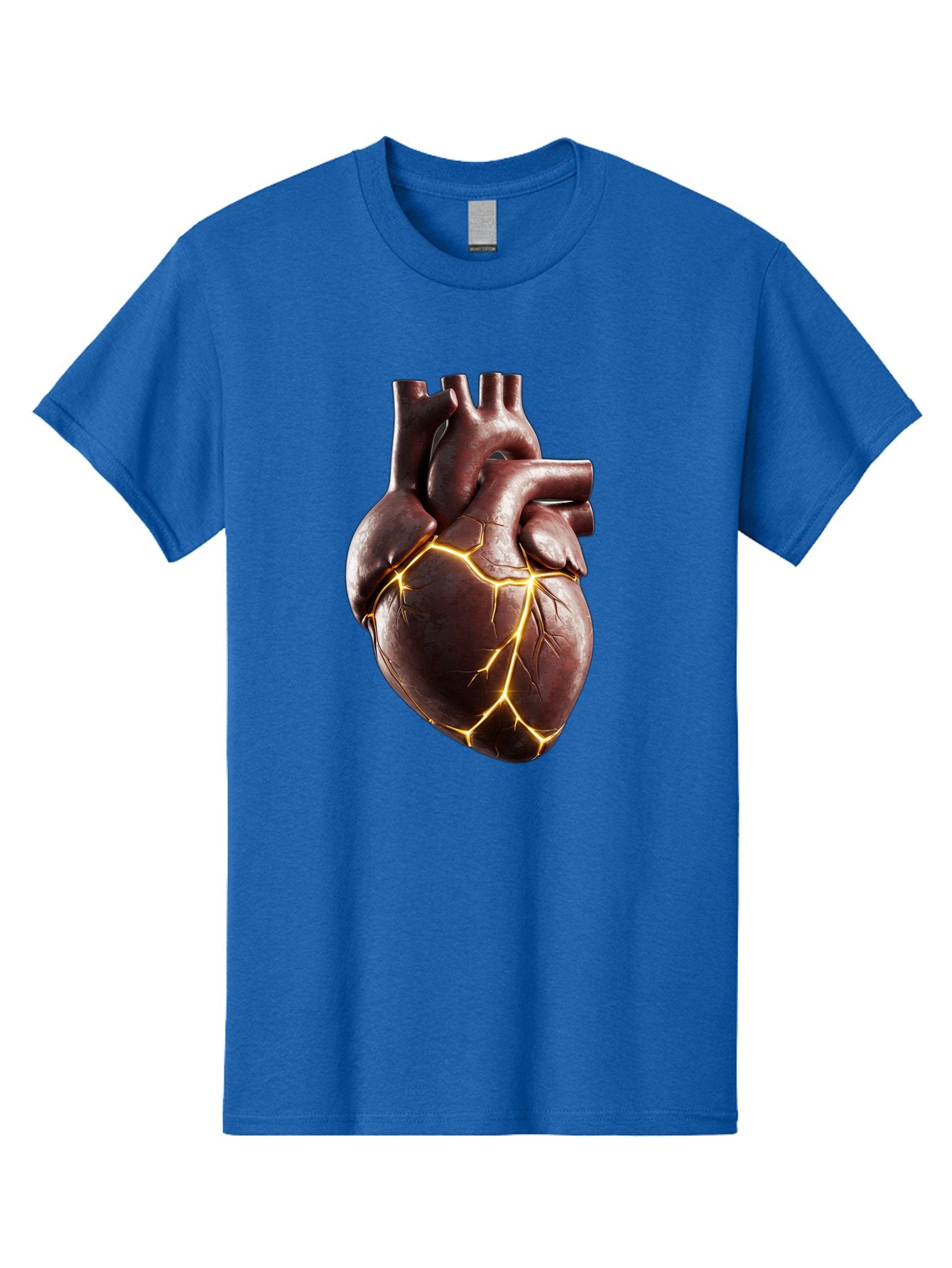 Cracked-Heart-1 Men'S Graphic Tee, 100% Cotton, Comfortable Casual Summer Wear, Machine Washable, Human Heart, Broken Heart, Cracked Heart, Emotional Pain, Heartbreak, Cracked Effect, Yellow Cracks, Heart Illustration, Cardiac Health Bae014 4