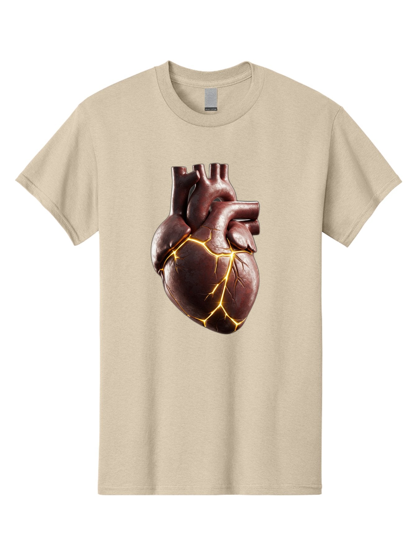 Cracked-Heart-1 Men'S Graphic Tee, 100% Cotton, Comfortable Casual Summer Wear, Machine Washable, Human Heart, Broken Heart, Cracked Heart, Emotional Pain, Heartbreak, Cracked Effect, Yellow Cracks, Heart Illustration, Cardiac Health Bae014 10