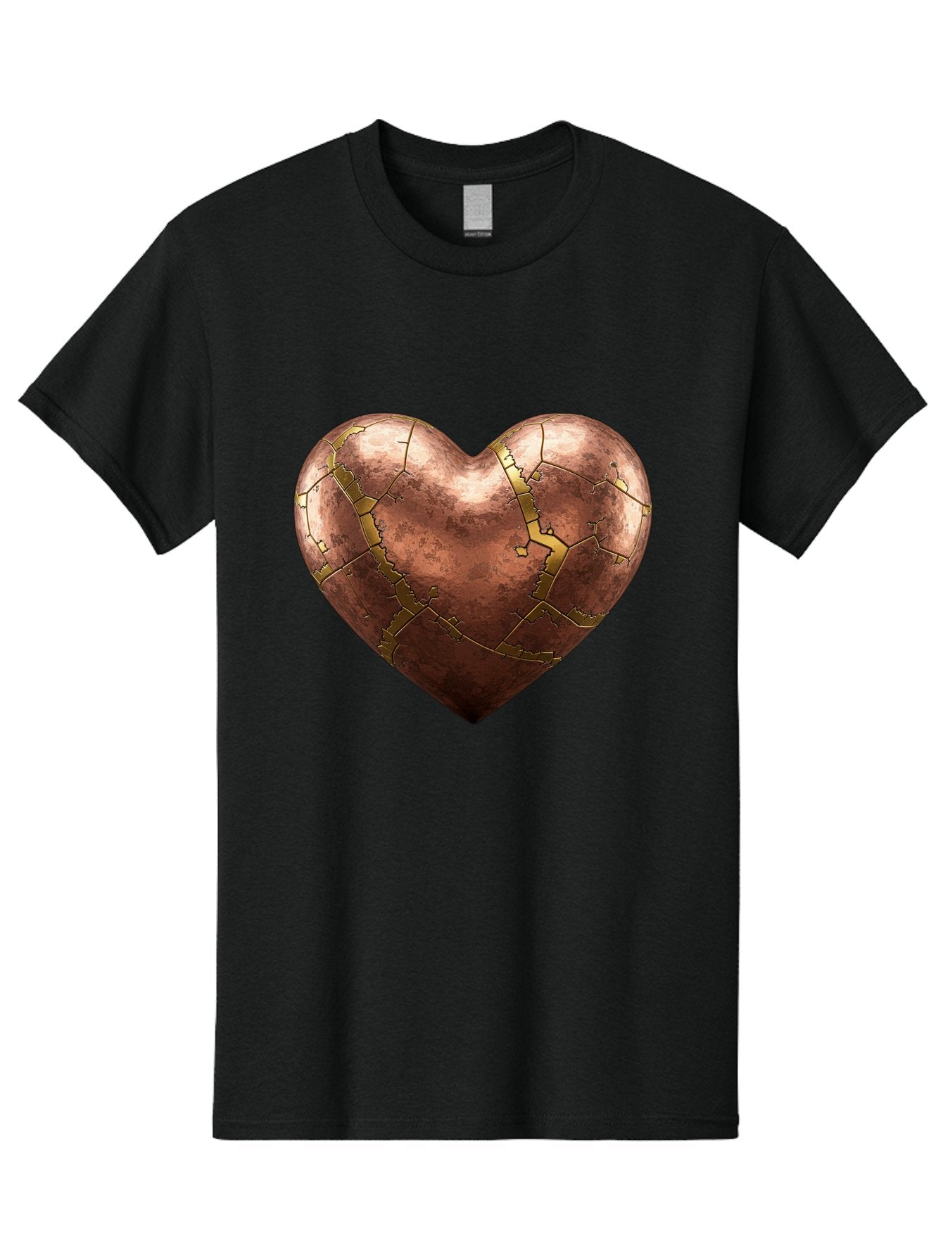 Cracked-Heart-2 Men'S Graphic Tee, 100% Cotton, Comfortable Casual Summer Wear, Machine Washable, Kintsugi Heart, Broken Heart, Cracked Heart, Heart Symbol, Repair, Restoration, Love, Heartbreak, Symbolism, Metaphor, Art, Gold, Broken Pieces Bae015 6