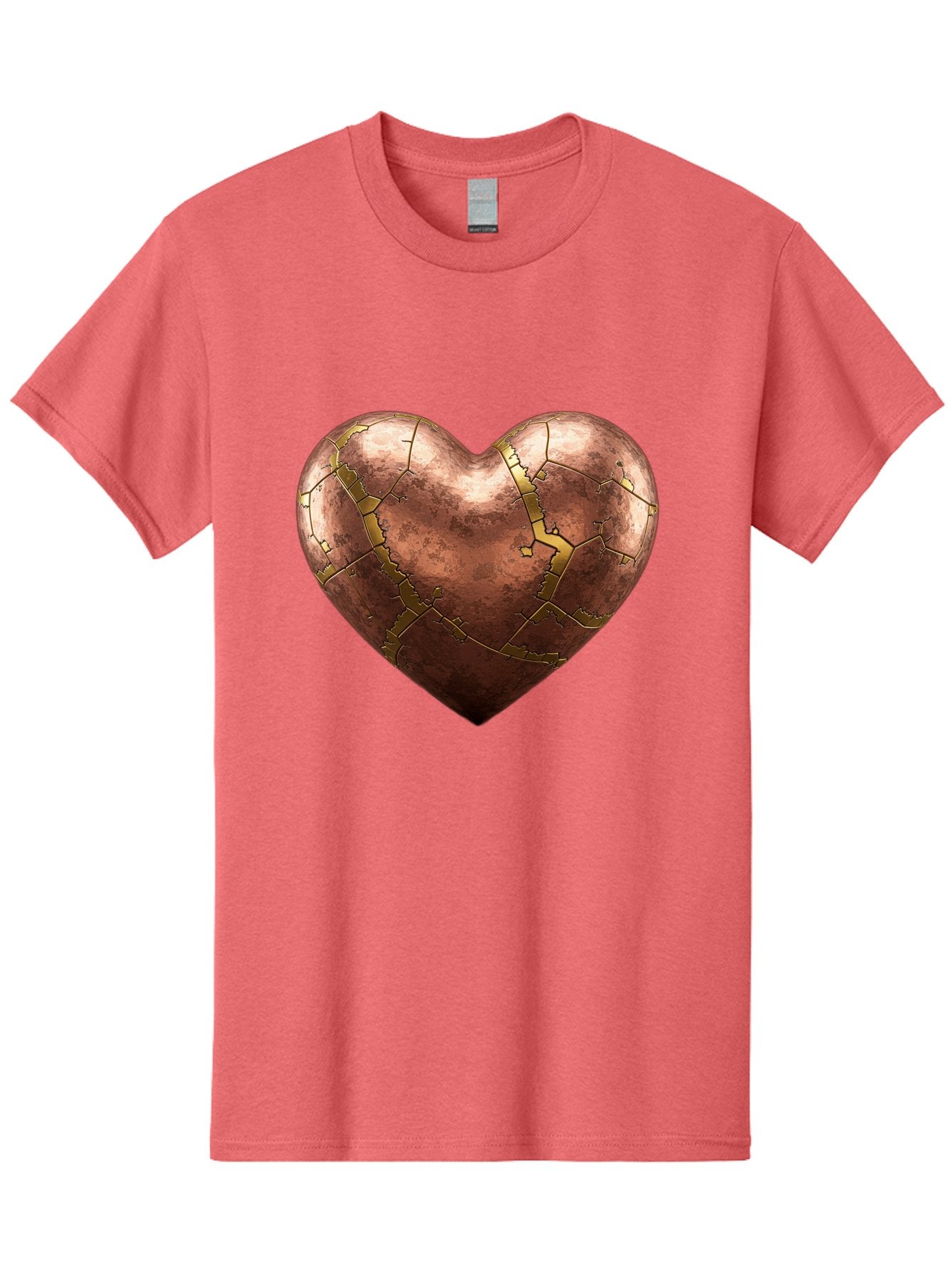 Cracked-Heart-2 Men'S Graphic Tee, 100% Cotton, Comfortable Casual Summer Wear, Machine Washable, Kintsugi Heart, Broken Heart, Cracked Heart, Heart Symbol, Repair, Restoration, Love, Heartbreak, Symbolism, Metaphor, Art, Gold, Broken Pieces Bae015 4