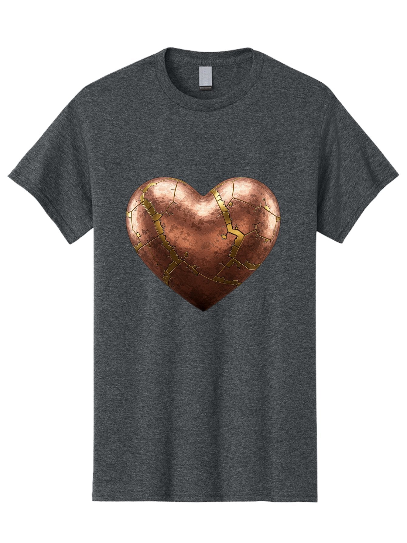 Cracked-Heart-2 Men'S Graphic Tee, 100% Cotton, Comfortable Casual Summer Wear, Machine Washable, Kintsugi Heart, Broken Heart, Cracked Heart, Heart Symbol, Repair, Restoration, Love, Heartbreak, Symbolism, Metaphor, Art, Gold, Broken Pieces Bae015