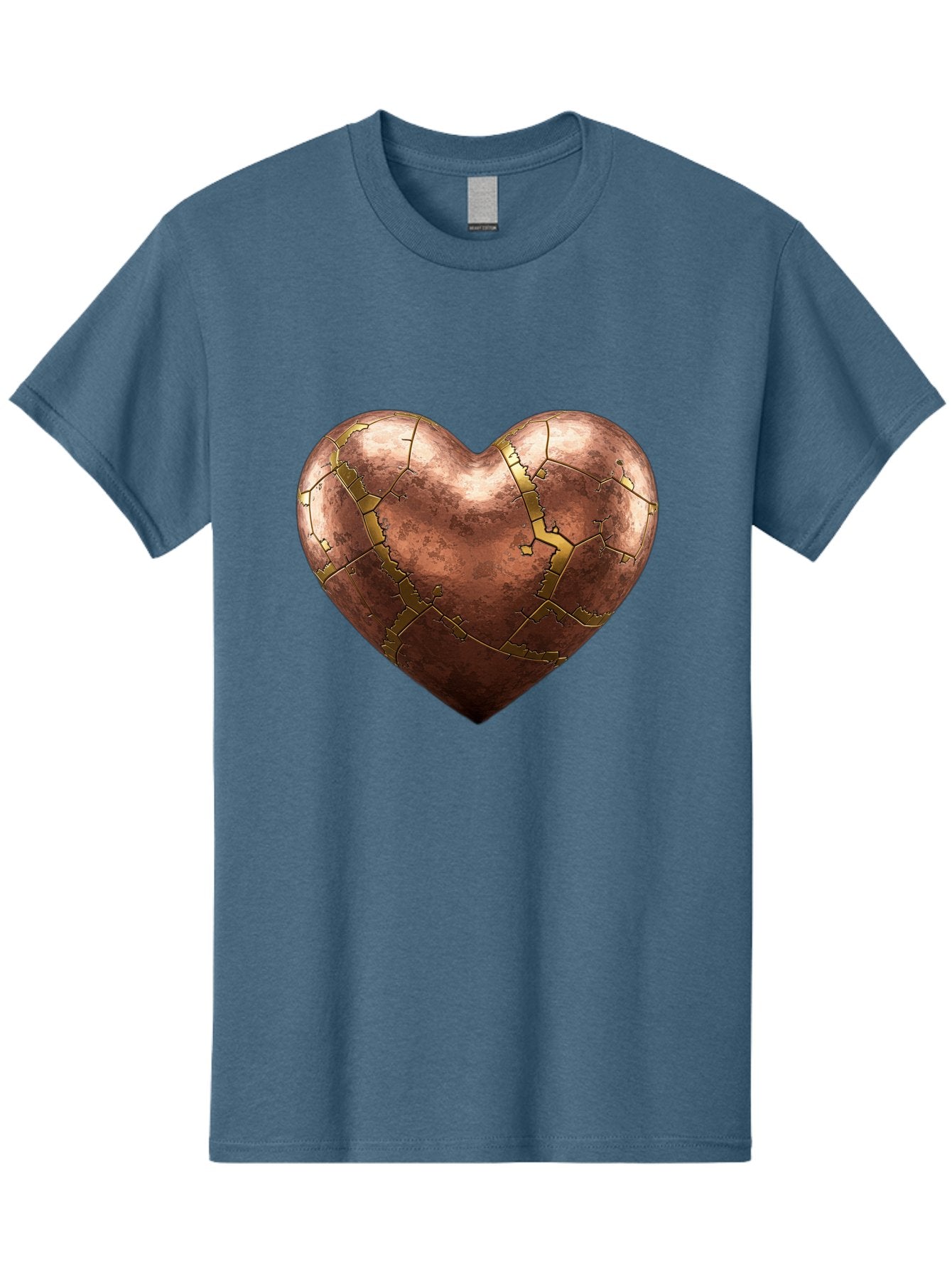 Cracked-Heart-2 Men'S Graphic Tee, 100% Cotton, Comfortable Casual Summer Wear, Machine Washable, Kintsugi Heart, Broken Heart, Cracked Heart, Heart Symbol, Repair, Restoration, Love, Heartbreak, Symbolism, Metaphor, Art, Gold, Broken Pieces Bae015 15