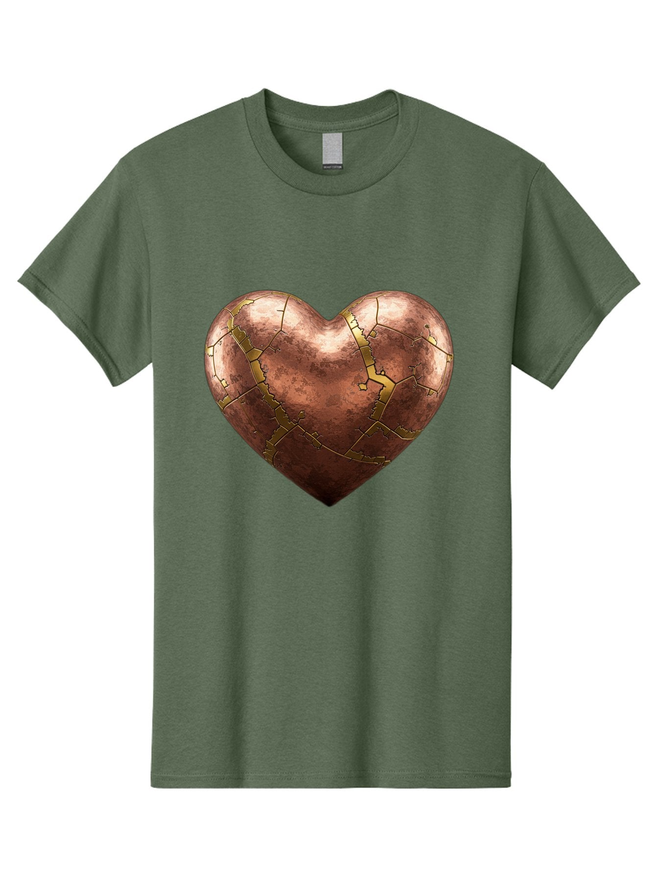 Cracked-Heart-2 Men'S Graphic Tee, 100% Cotton, Comfortable Casual Summer Wear, Machine Washable, Kintsugi Heart, Broken Heart, Cracked Heart, Heart Symbol, Repair, Restoration, Love, Heartbreak, Symbolism, Metaphor, Art, Gold, Broken Pieces Bae015 3