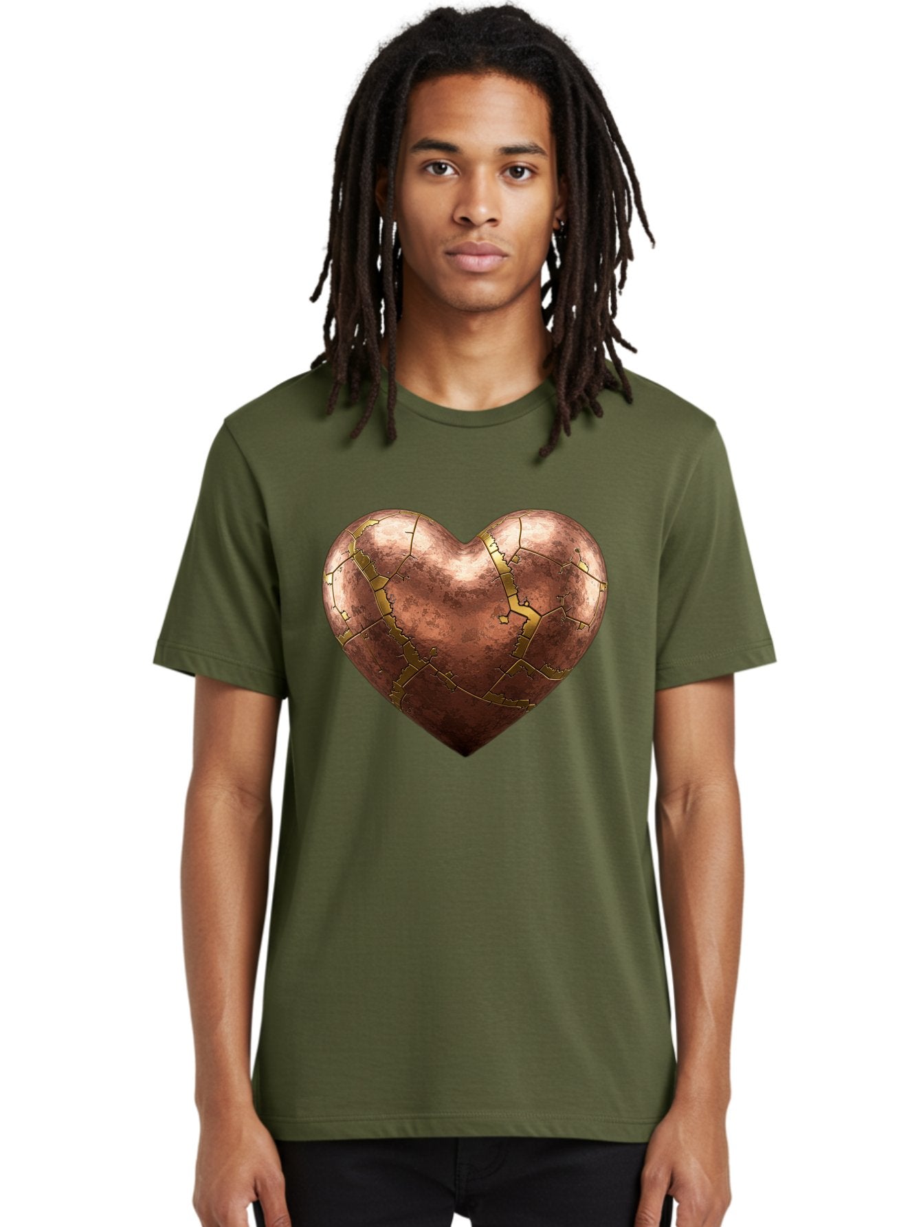 Cracked-Heart-2 Men'S Graphic Tee, 100% Cotton, Comfortable Casual Summer Wear, Machine Washable, Kintsugi Heart, Broken Heart, Cracked Heart, Heart Symbol, Repair, Restoration, Love, Heartbreak, Symbolism, Metaphor, Art, Gold, Broken Pieces Bae015 22