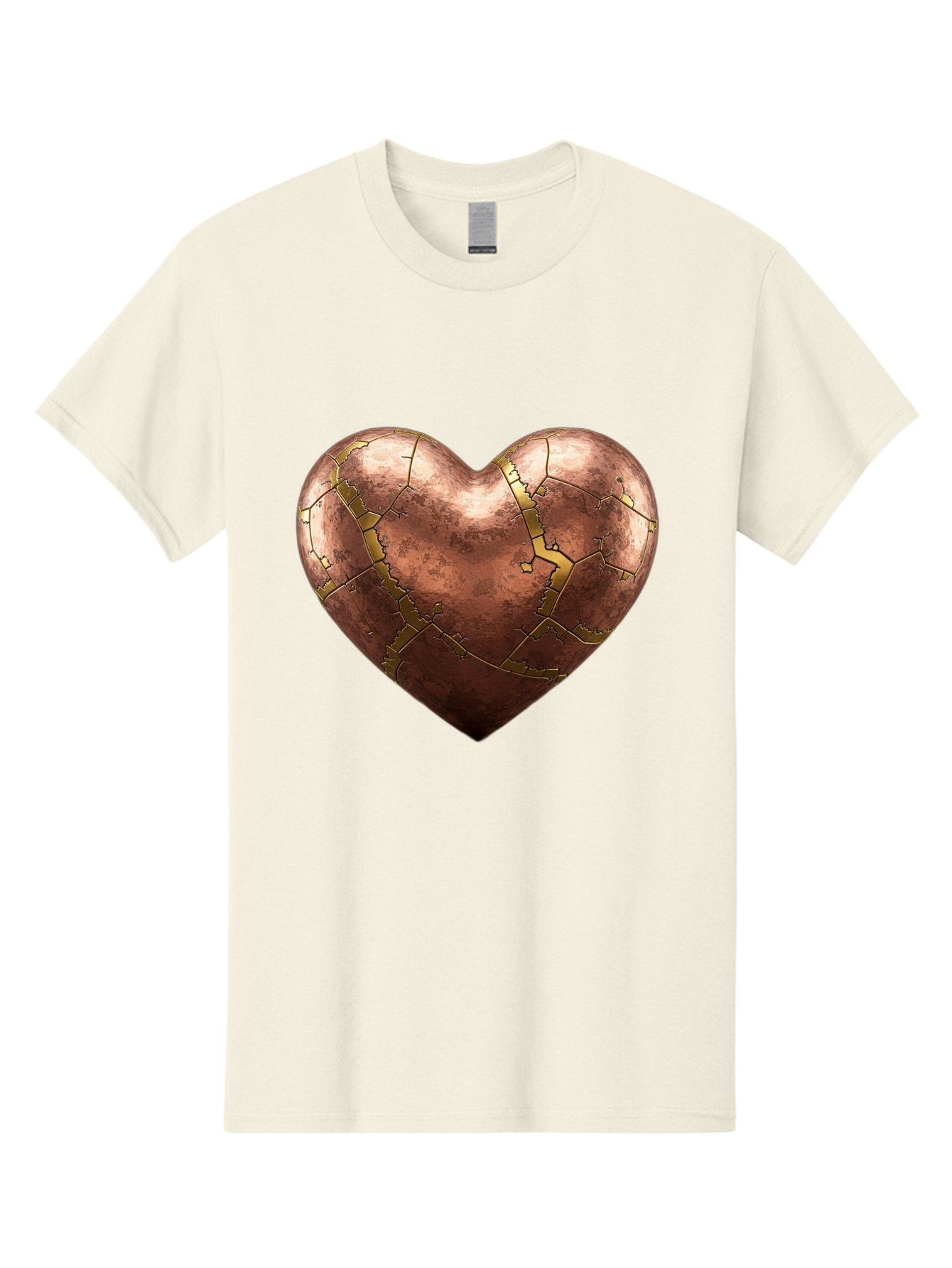 Cracked-Heart-2 Men'S Graphic Tee, 100% Cotton, Comfortable Casual Summer Wear, Machine Washable, Kintsugi Heart, Broken Heart, Cracked Heart, Heart Symbol, Repair, Restoration, Love, Heartbreak, Symbolism, Metaphor, Art, Gold, Broken Pieces Bae015 5