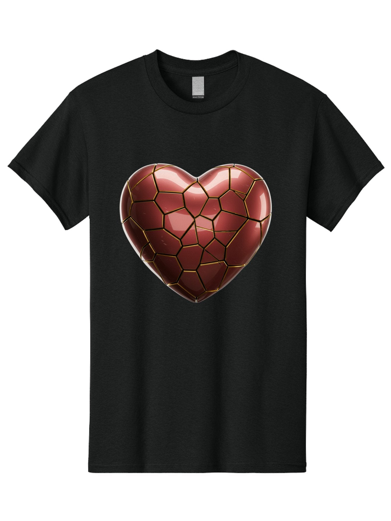 Cracked-Heart Men'S Graphic Tee, 100% Cotton, Comfortable Casual Summer Wear, Machine Washable, Mosaic Heart, Red Heart, Geometric Pattern, Cracked Heart, Love Symbol, Broken Heart, Heart Art, Valentines Day, Mosaic Art, Red Mosaic, Bae016 14