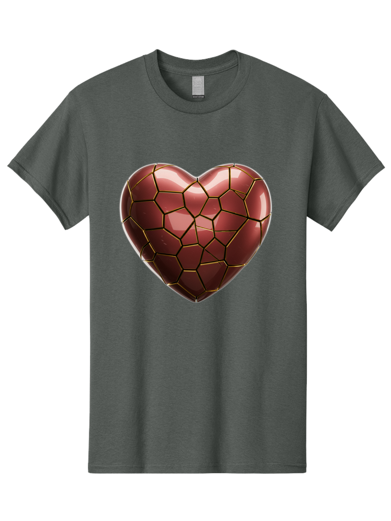 Cracked-Heart Men'S Graphic Tee, 100% Cotton, Comfortable Casual Summer Wear, Machine Washable, Mosaic Heart, Red Heart, Geometric Pattern, Cracked Heart, Love Symbol, Broken Heart, Heart Art, Valentines Day, Mosaic Art, Red Mosaic, Bae016 10