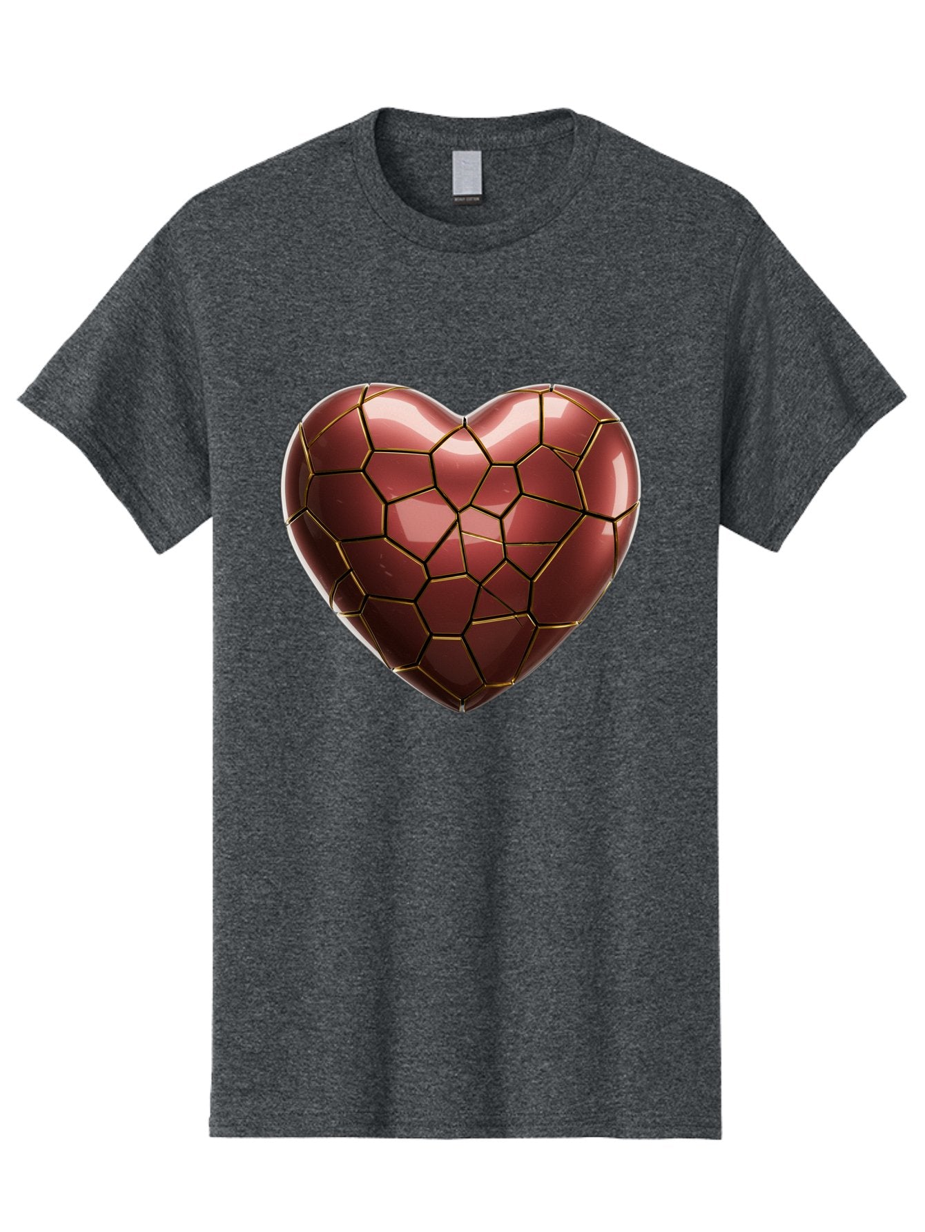 Cracked-Heart Men'S Graphic Tee, 100% Cotton, Comfortable Casual Summer Wear, Machine Washable, Mosaic Heart, Red Heart, Geometric Pattern, Cracked Heart, Love Symbol, Broken Heart, Heart Art, Valentines Day, Mosaic Art, Red Mosaic, Bae016 3