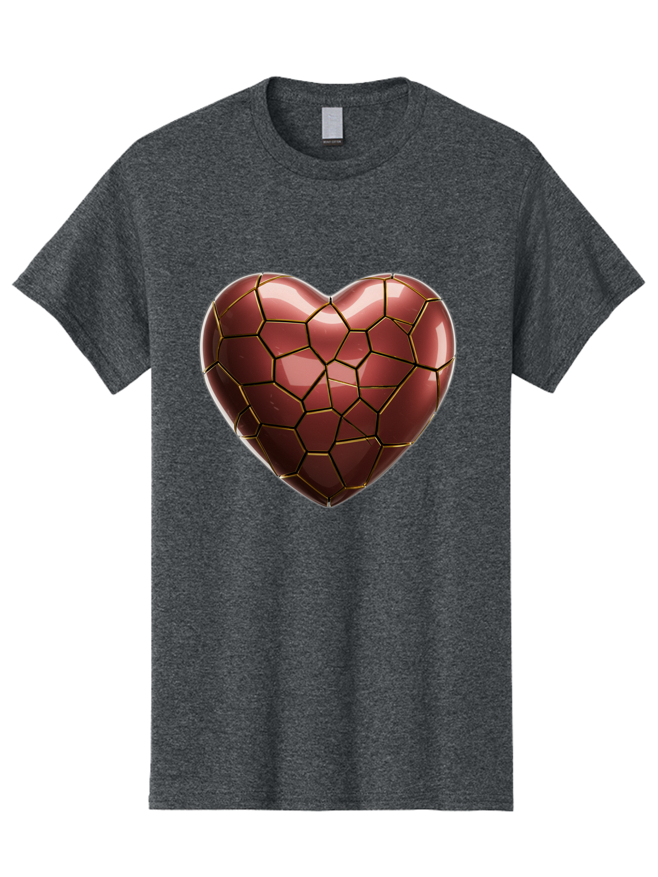 Cracked-Heart Men'S Graphic Tee, 100% Cotton, Comfortable Casual Summer Wear, Machine Washable, Mosaic Heart, Red Heart, Geometric Pattern, Cracked Heart, Love Symbol, Broken Heart, Heart Art, Valentines Day, Mosaic Art, Red Mosaic, Bae016 9